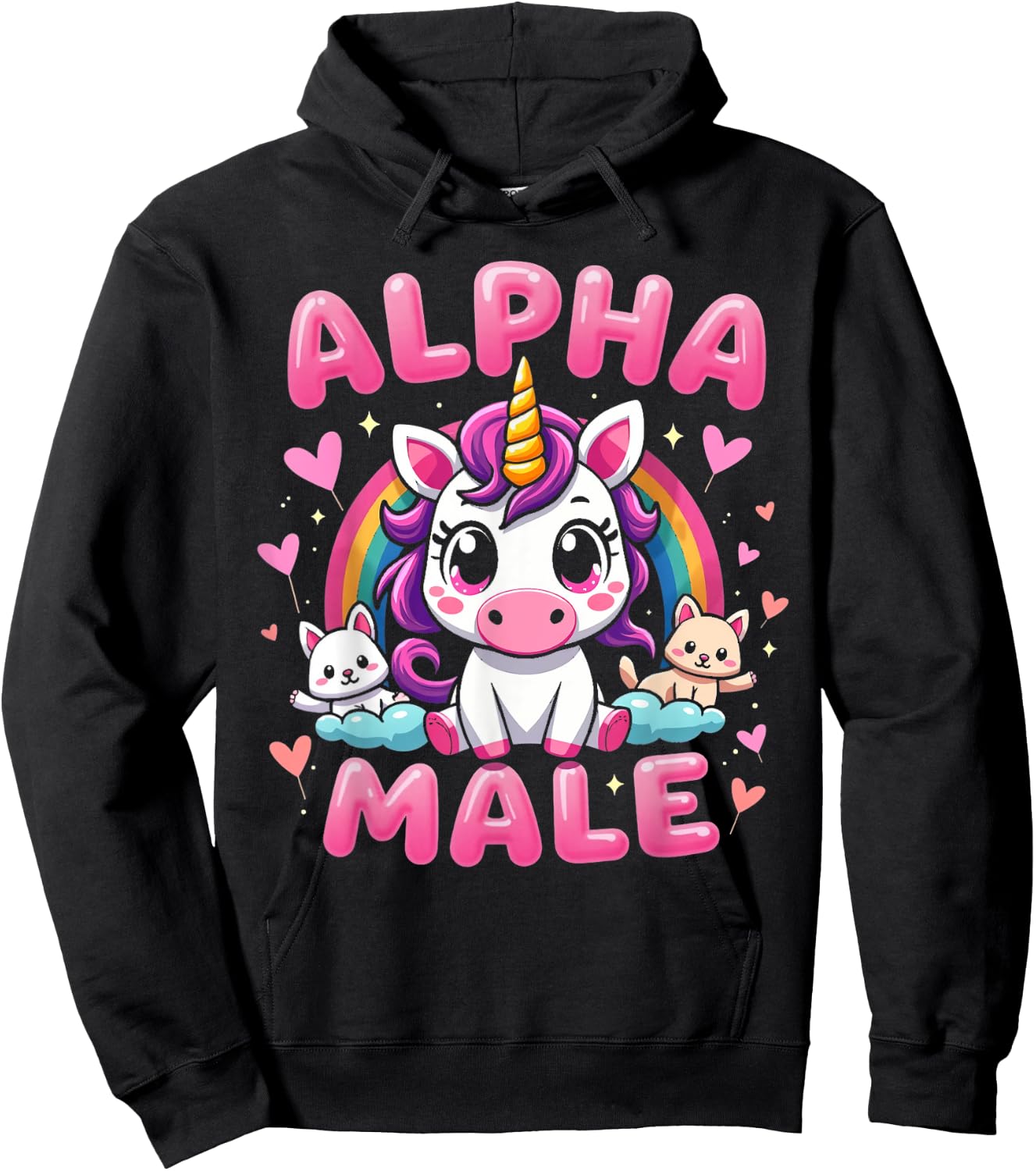 Funny Unicorn Alpha Unicorn Meme Male Men Male , Black, S Hoodie - Hoodie | Black