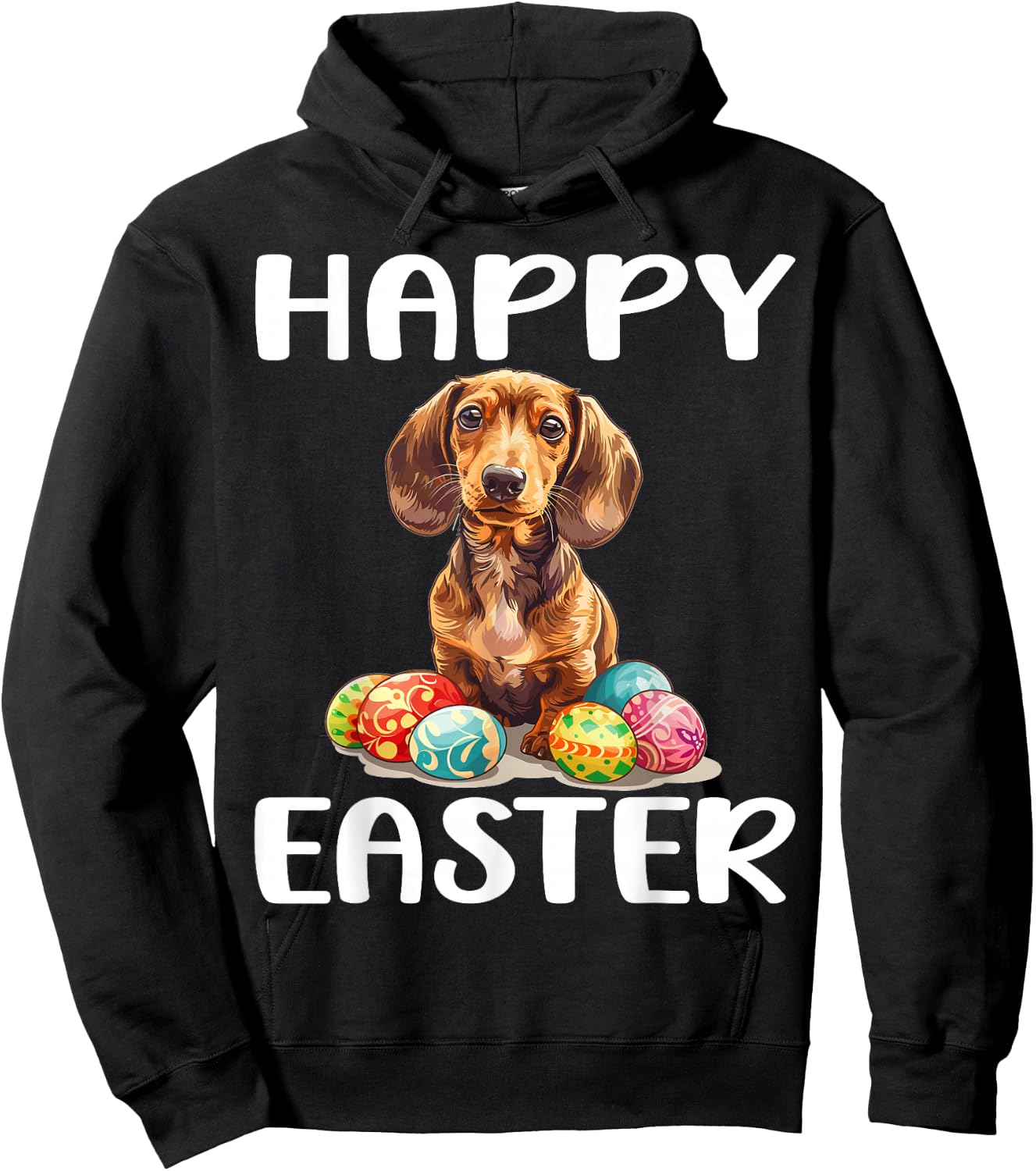 Dachshund Doxie Dog Breed Happy Easter Men Women Kids Hoodie - Hoodie | Black