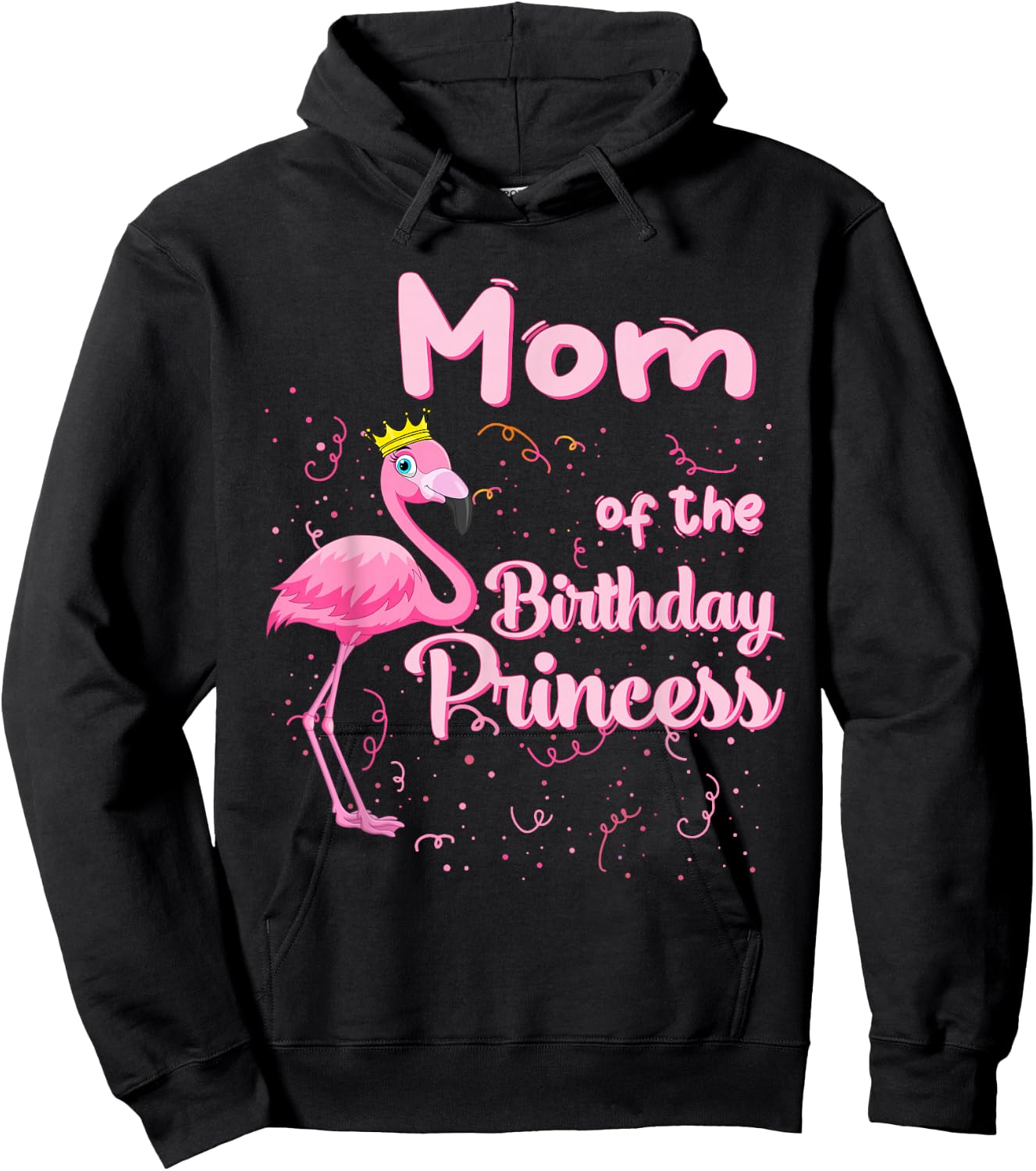 Mom of the Birthday Princess Pink Flamingo Party Squad Hoodie - Hoodie | Black