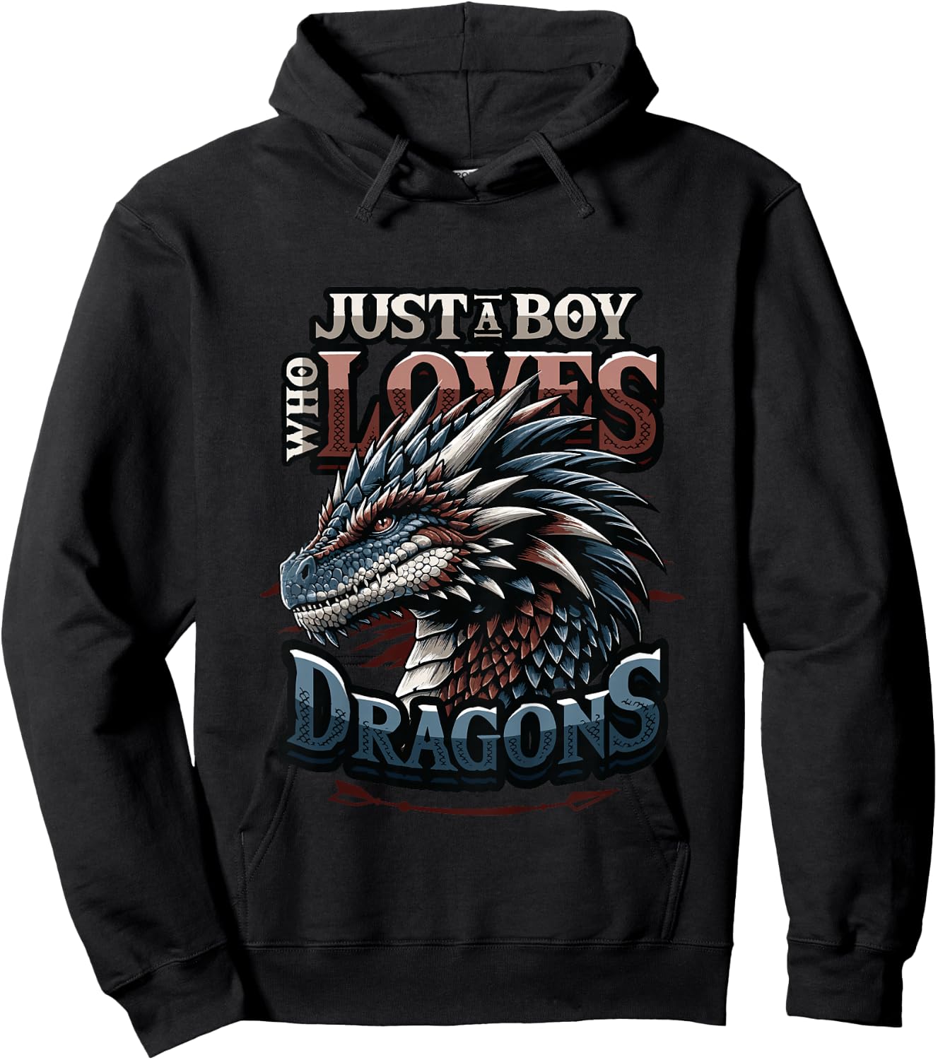 Kids Just A Boy Who Loves Dragons - Boys Dragon Hoodie - Hoodie | Black