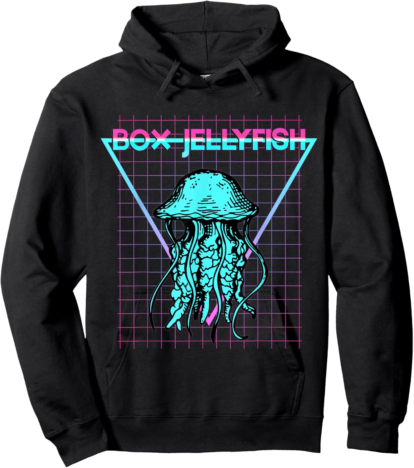 Box Jellyfish Ocean Animal Aesthetic Retro Jellyfish Hoodie - Hoodie | Black
