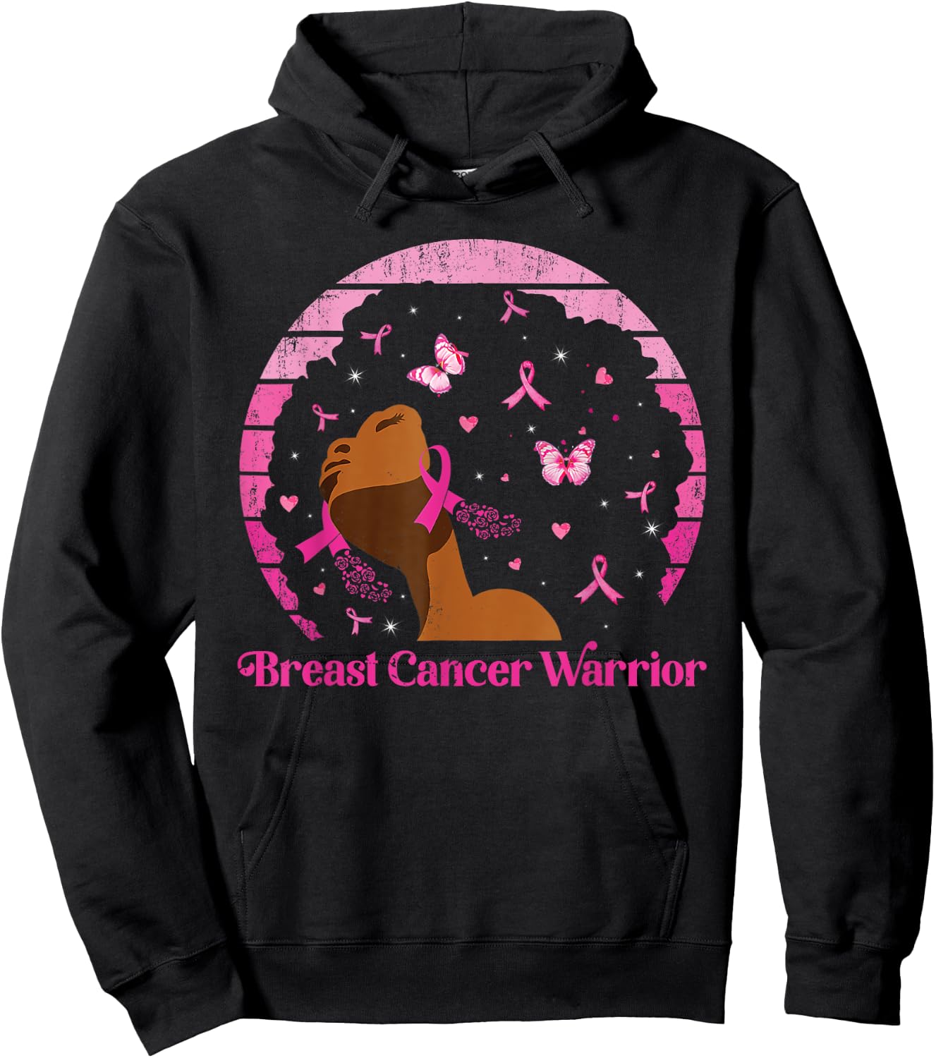 Breast Cancer Warrior Pink Ribbon Queen Fighter Black Women Hoodie - Hoodie | Black