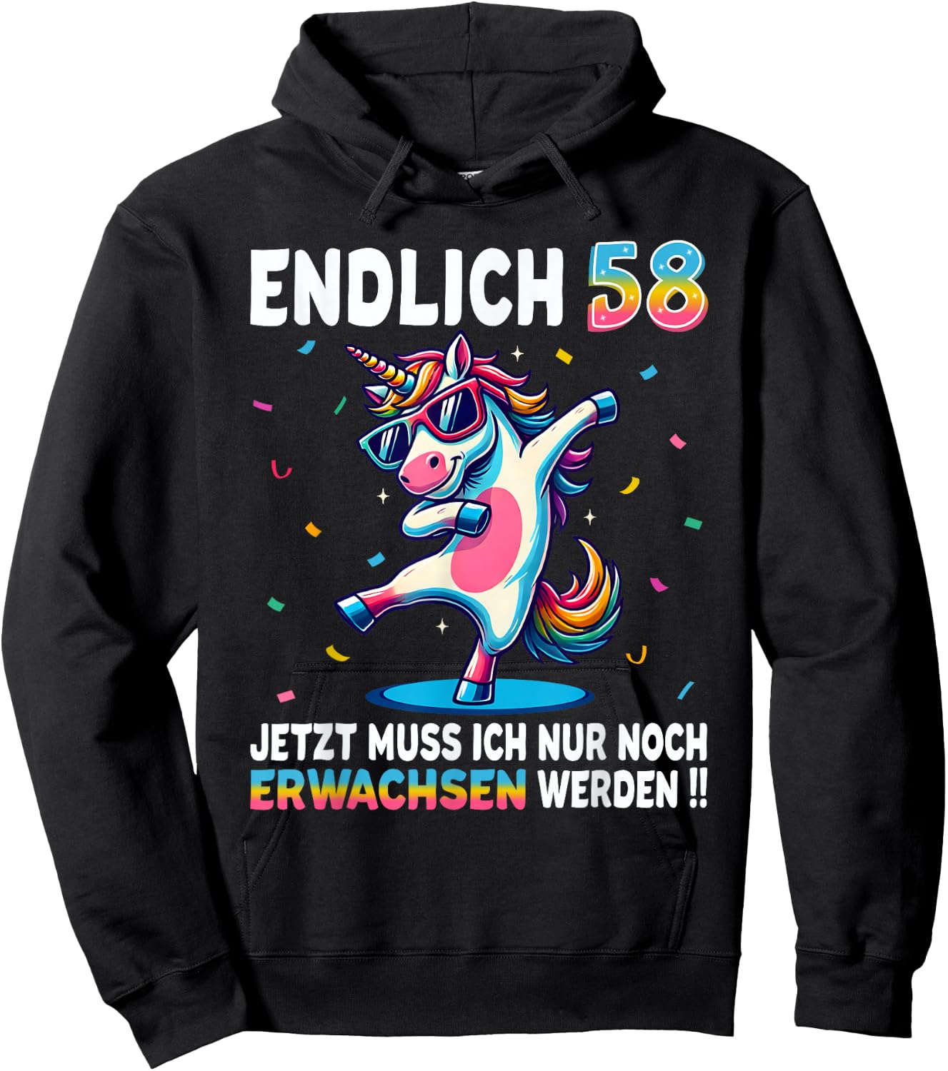 58 Geburtstag Geschenke Frau Mann Party Outfit Einhorn Hoodie - Hoodie | Black