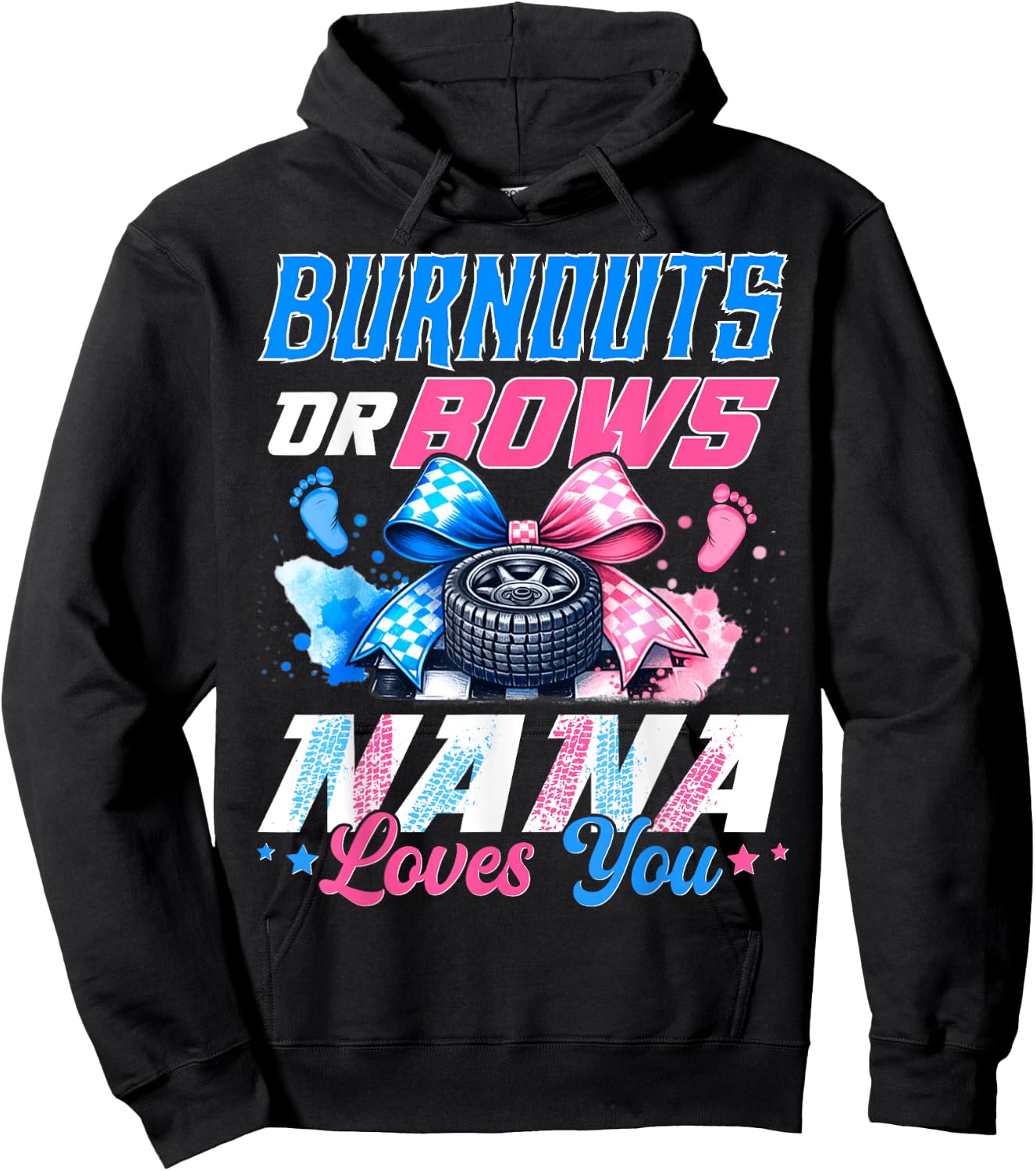 Burnouts Or Bows Gender Reveal Party Announcement Nana Hoodie - Hoodie | Black