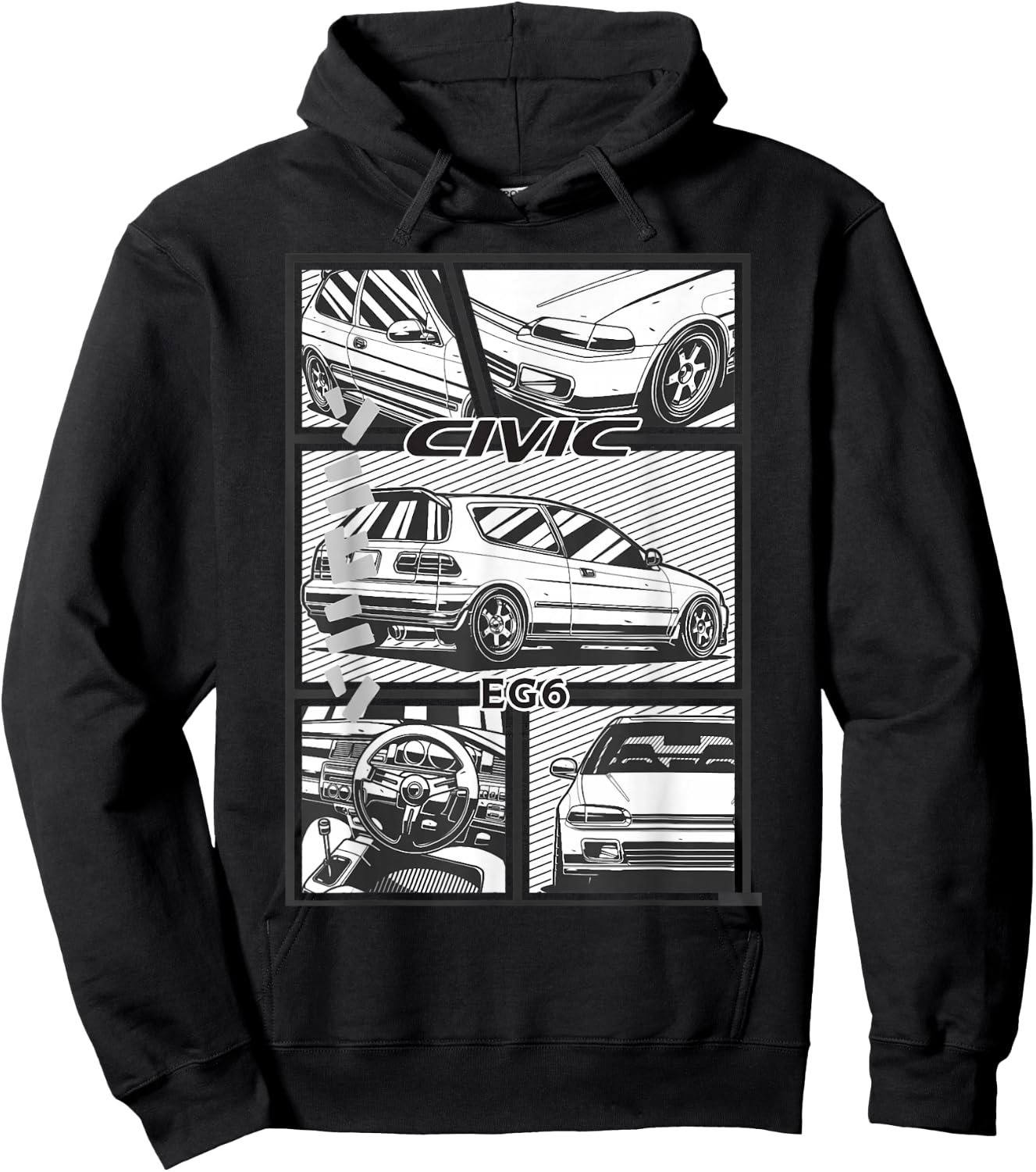 Civic Eg 6 Japanese Car , black Hoodie - Hoodie | Black