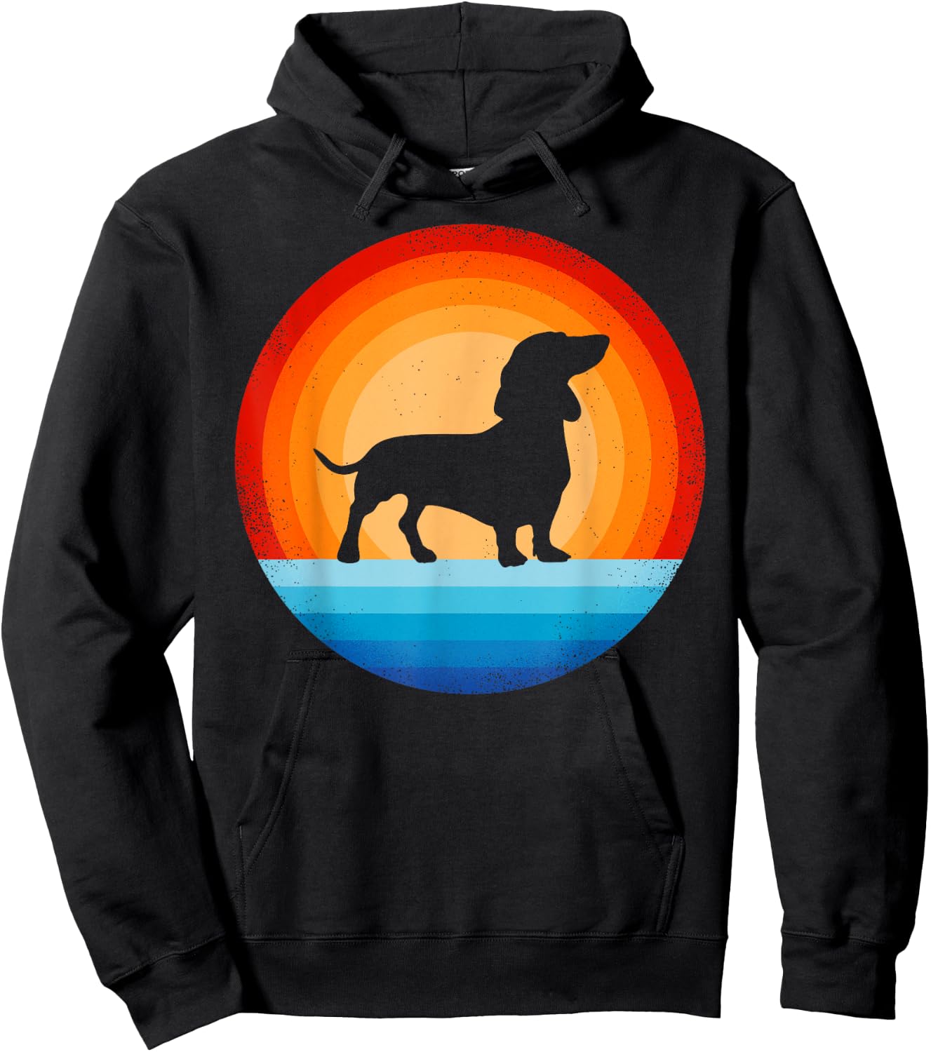Dachshund Retro Vintage 60s 70s Sunset Wiener Dog Lovers Men Hoodie - Hoodie | Black