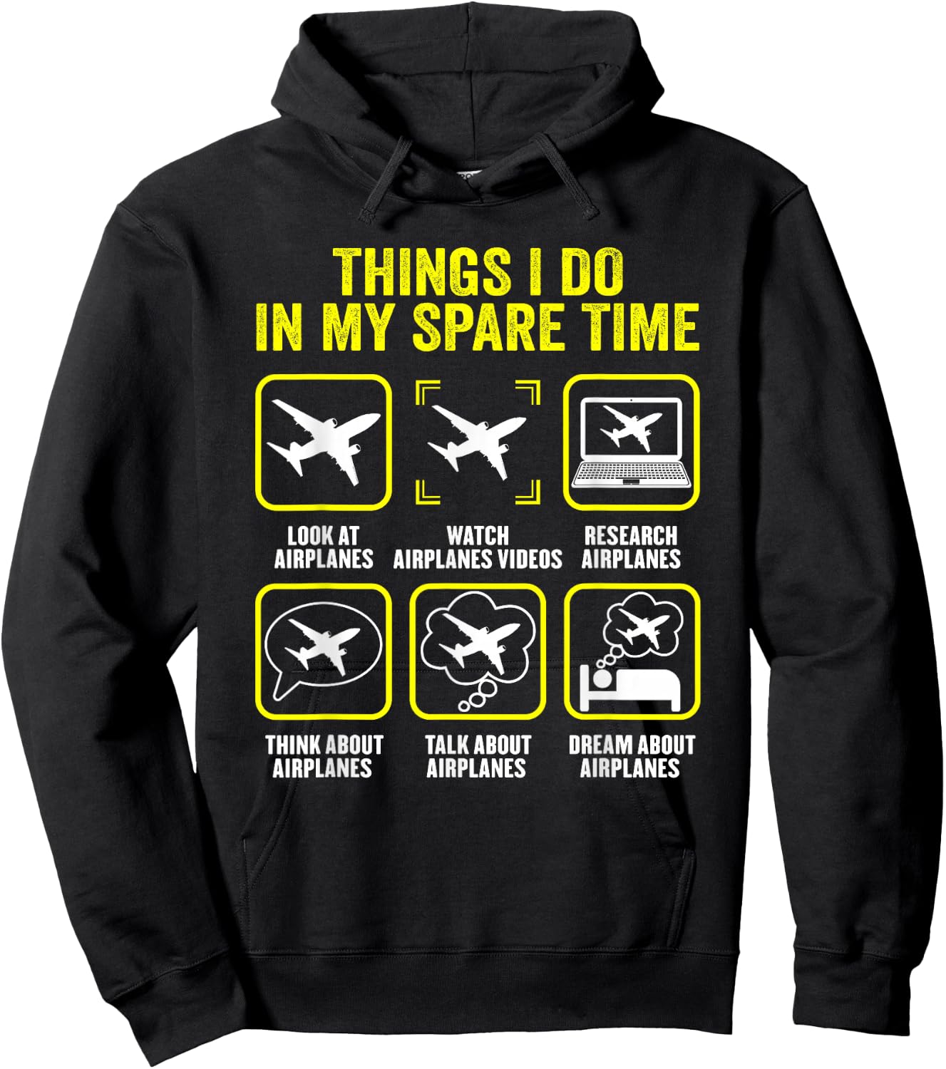Things I Do in My Spare Time Airplanes Aviation Pilot Hoodie - Hoodie | Black