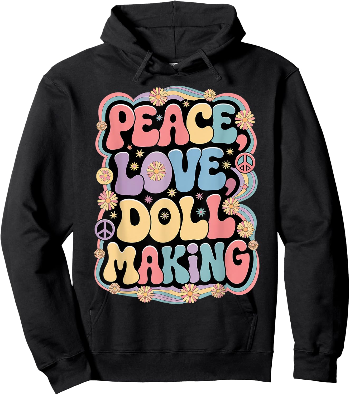 Dollmaker 60s 70s Hippie Retro Peace Love Doll making Hoodie - Hoodie | Black