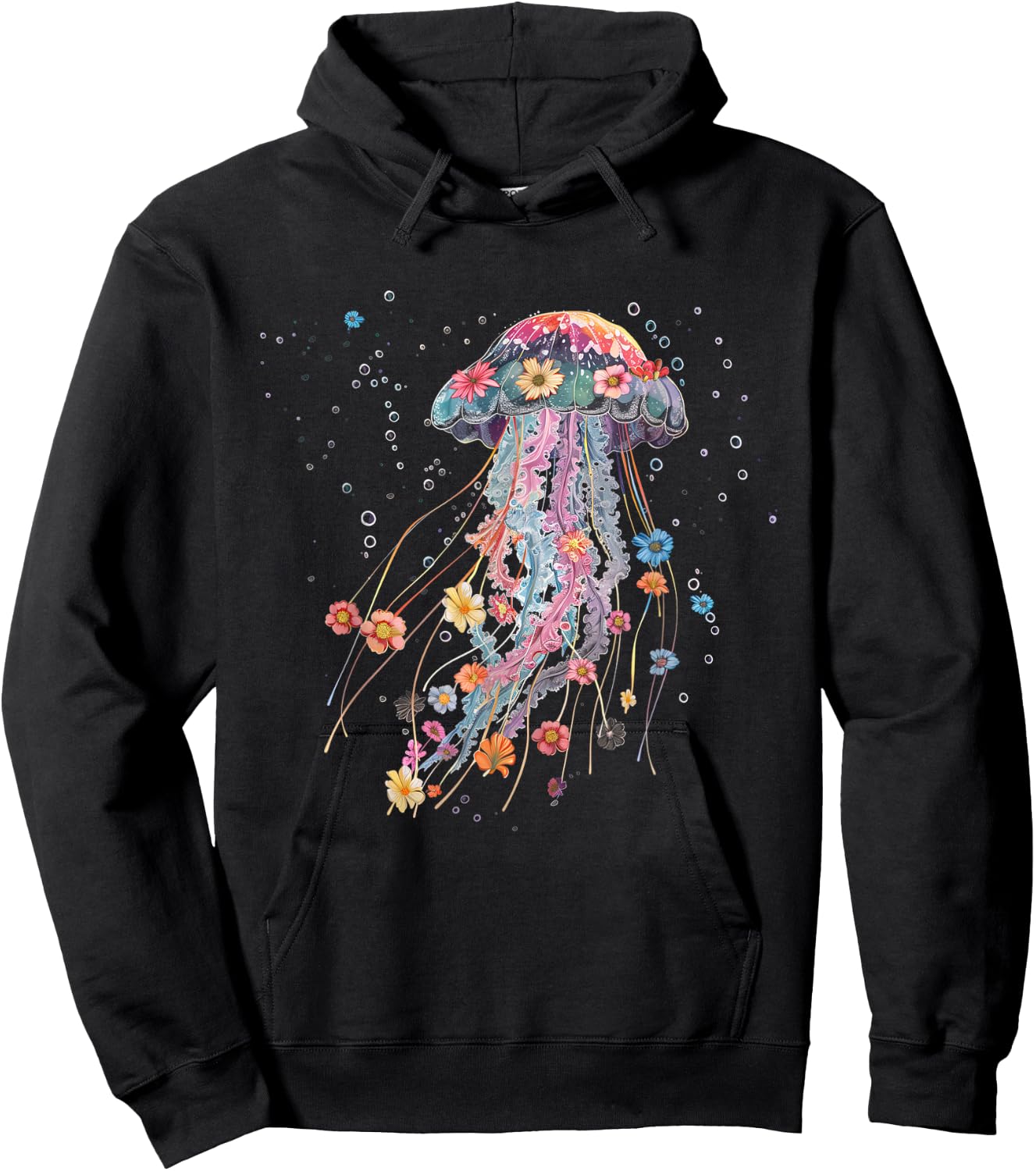 Jellyfish Flowers Vintage Floral Scuba Diving Surf Hoodie - Hoodie | Black