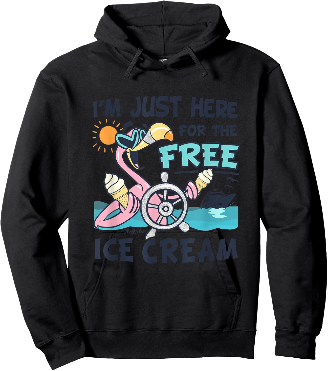 I'm Just Here for the FREE Ice Cream - Funny Matching Cruise Hoodie - Hoodie | Black