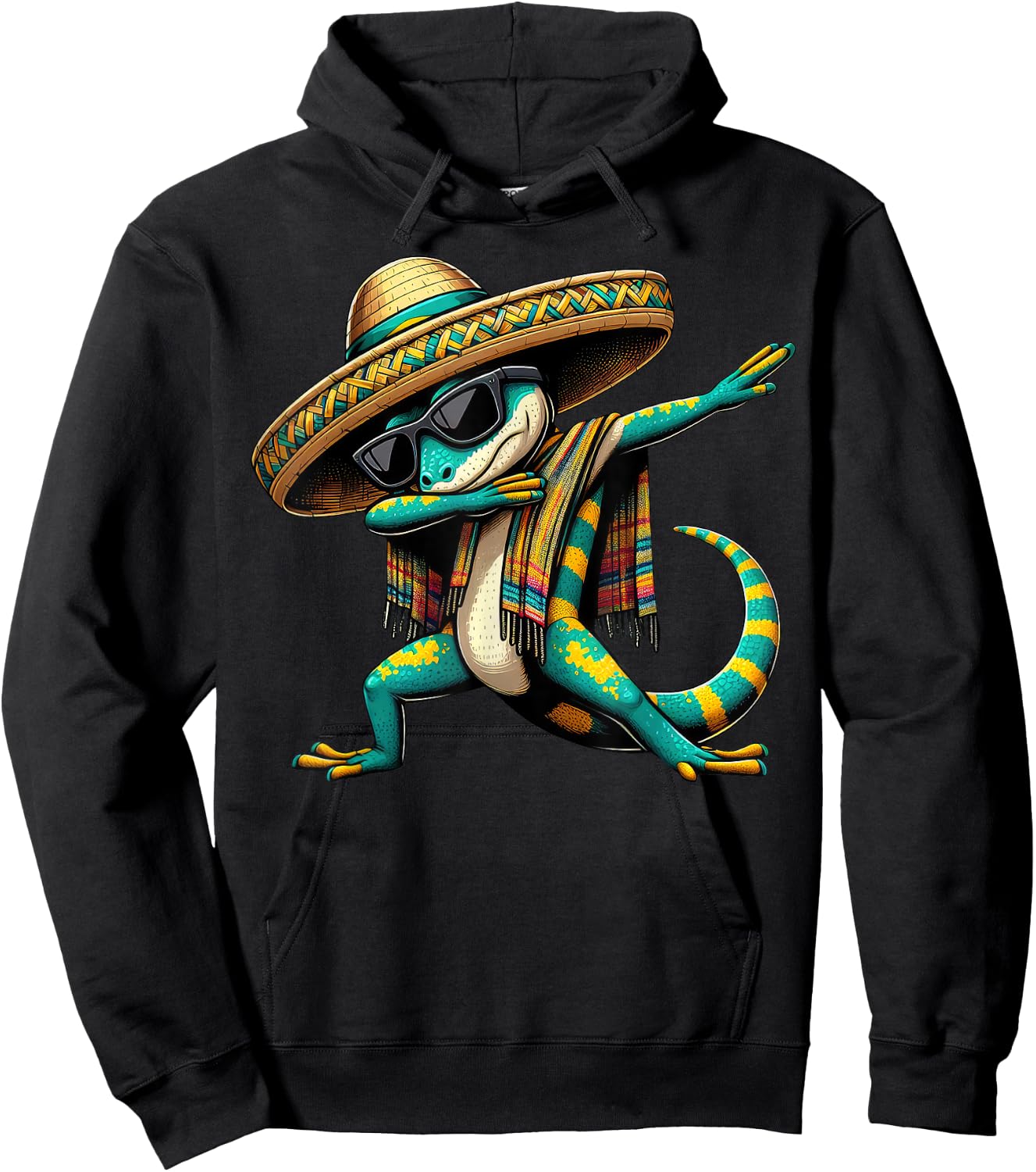 Dabbing Lizard Sombrero Poncho Cinco De Mayo Mexican Funny Hoodie - Hoodie | Black