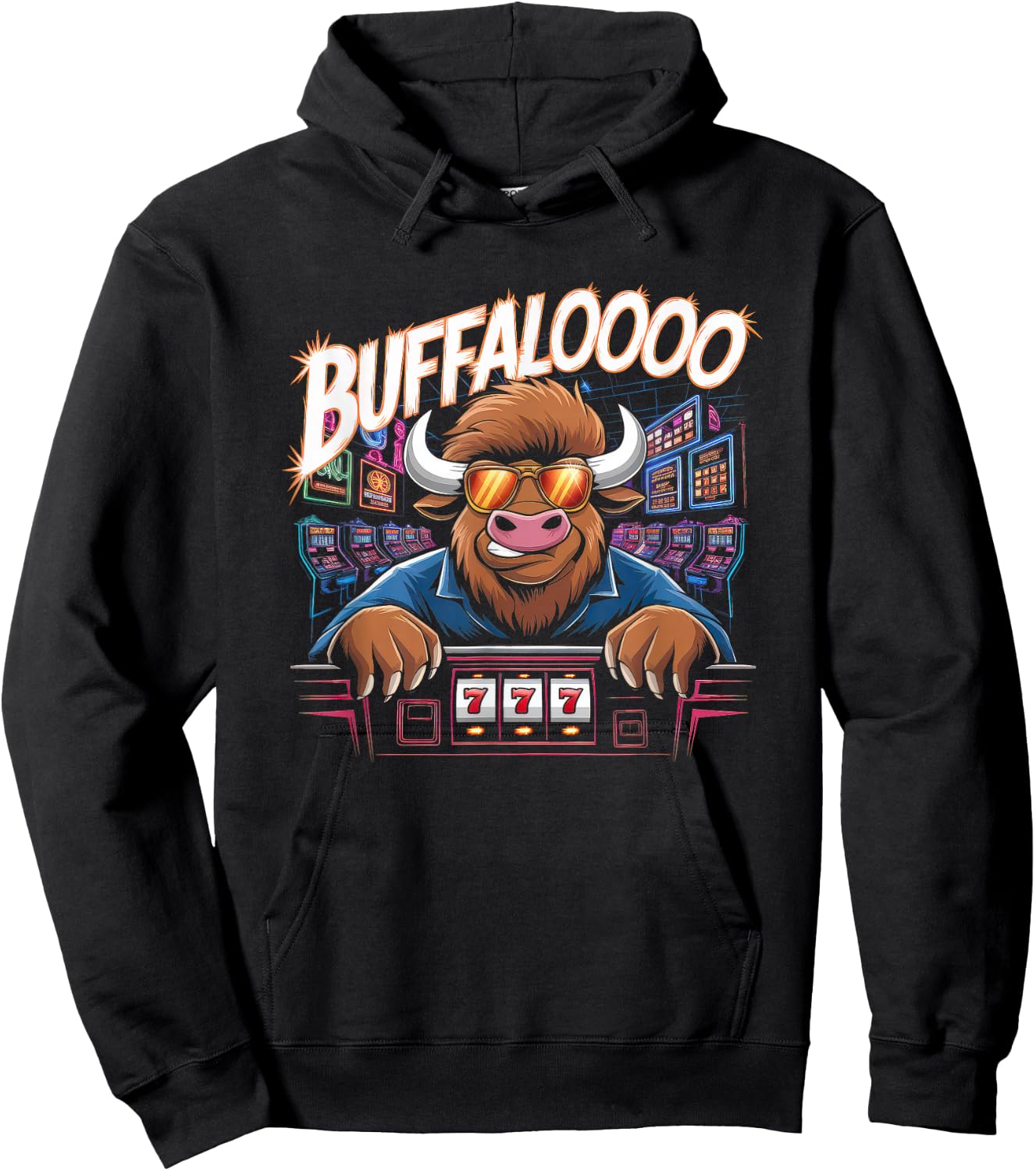 Lucky Buffalo Casino Slot Machine Gambling Gift Gambler Hoodie - Hoodie | Black