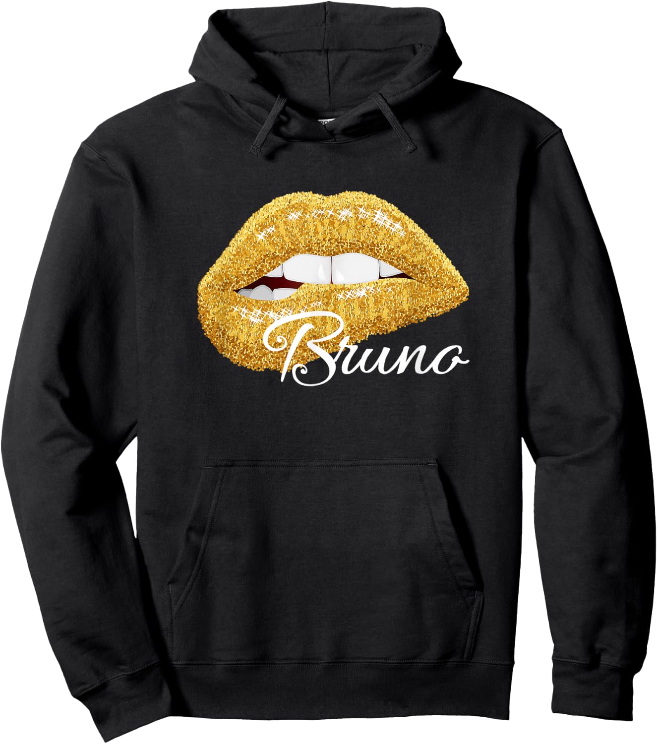 Cute Bruno Lover Golden Lips - Man Women Hoodie - Hoodie | Black