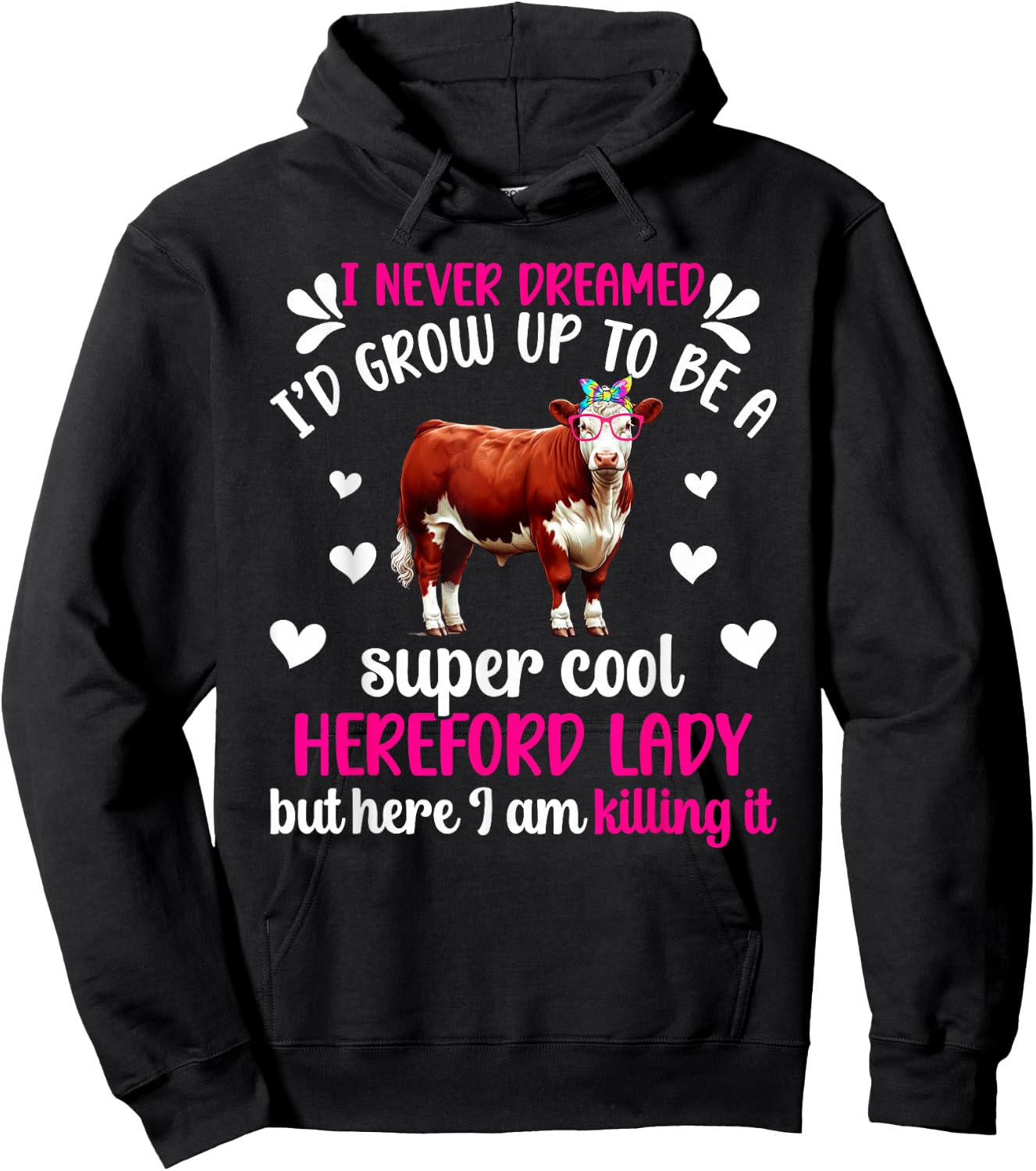 Hereford Lady Hereford Cow Lover Hereford Cow Mom Hoodie - Hoodie | Black