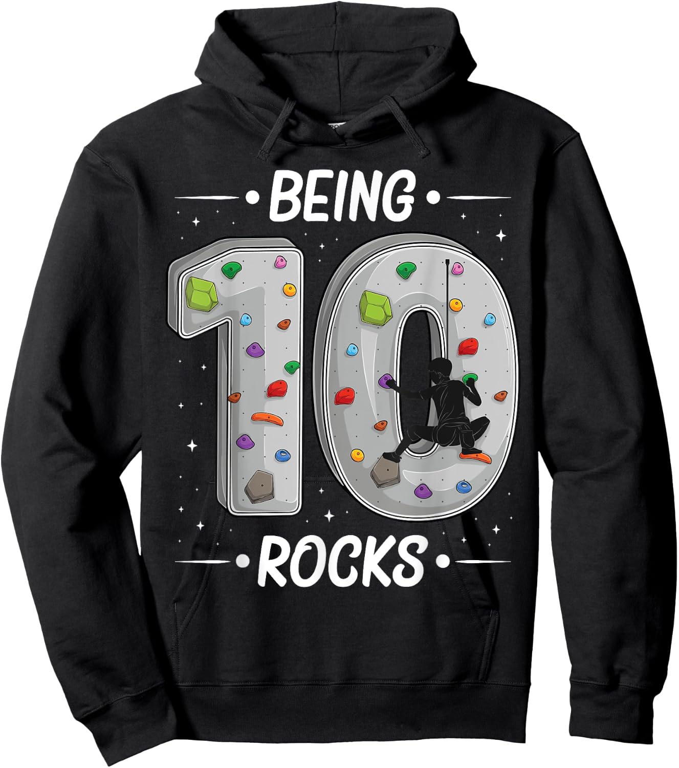 10 year old rock climbing 10th birthday Adventures Climber Hoodie - Hoodie | Black
