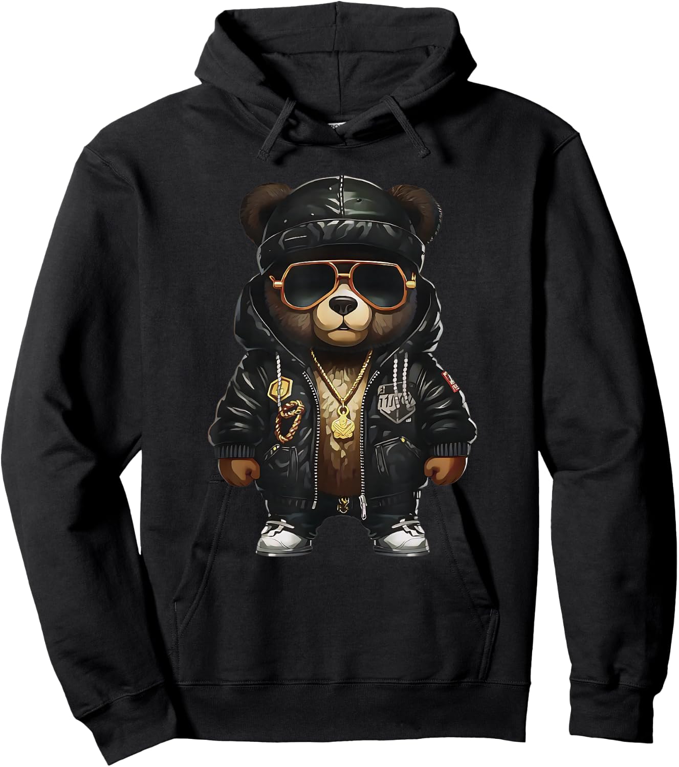 Teddy Fashion Rap Bear Stylish Hip Hop Funny , black Hoodie - Hoodie | Black