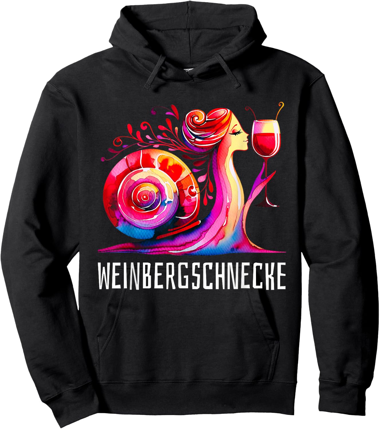 Vineyard Snail Wine Snail Motif Funny Red Wine Party , black Hoodie - Hoodie | Black