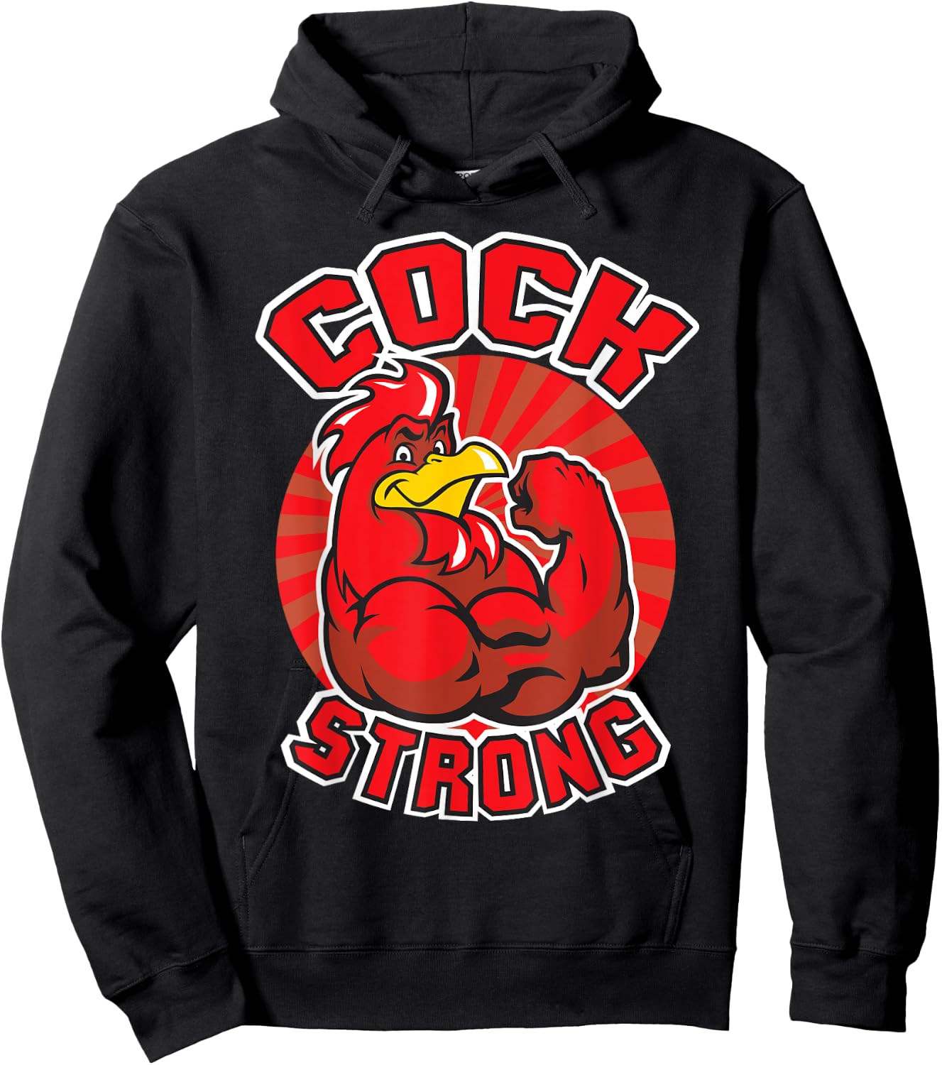 Cock Strong - Muscular Chicken - Novelty Gym Hoodie - Hoodie | Black