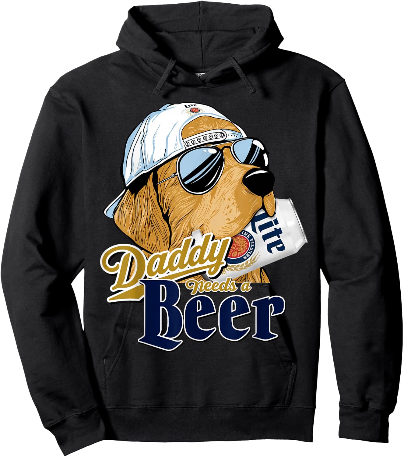 Daddy Needs A Beer Funny Father Dad Drinking Humor Graphic Hoodie - Hoodie | Black