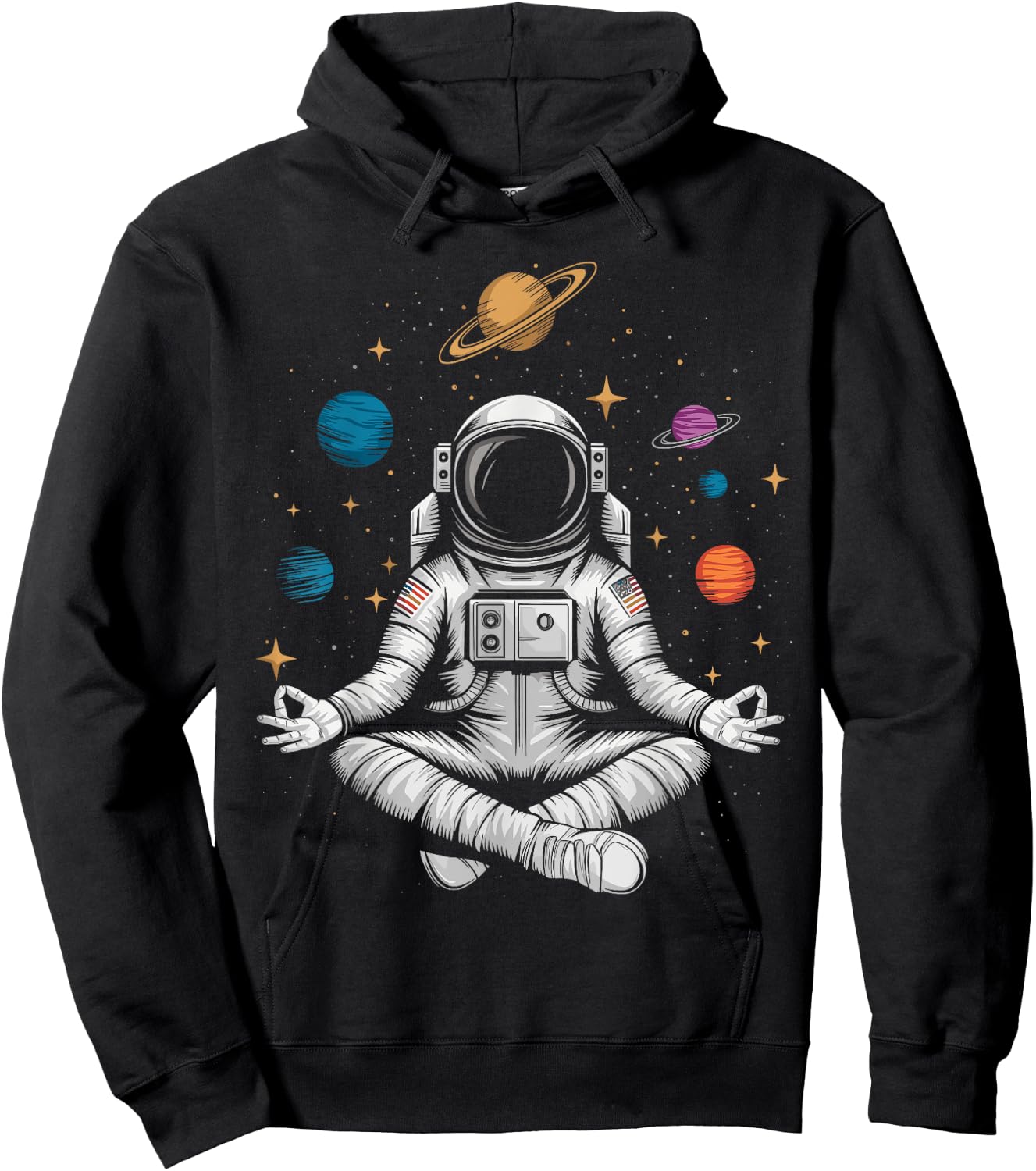 Yoga Astronaut Meditation Space Hoodie - Hoodie | Black