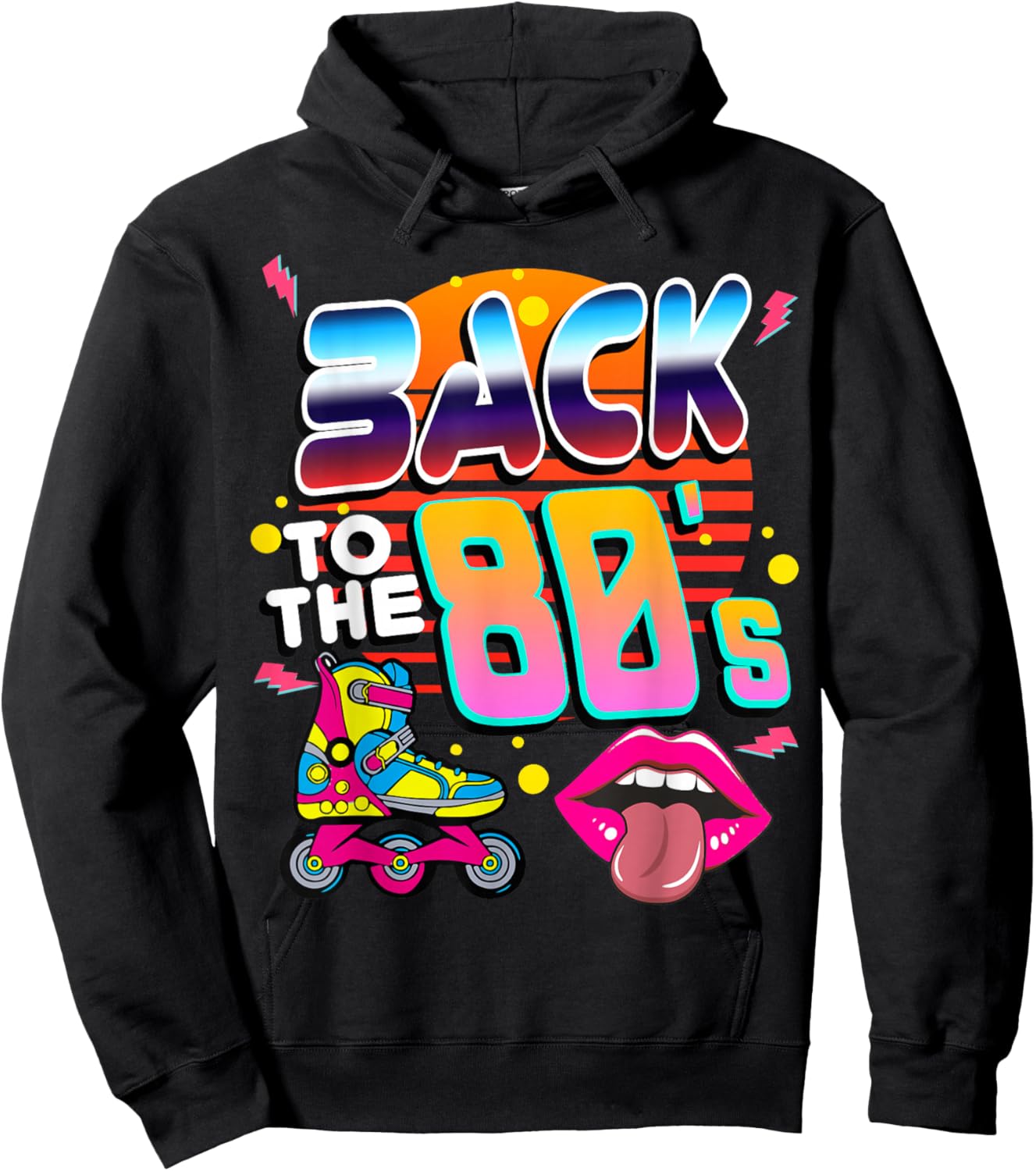 80s 80er Party Outfit Costume Back To The 80'S , black Hoodie - Hoodie | Black