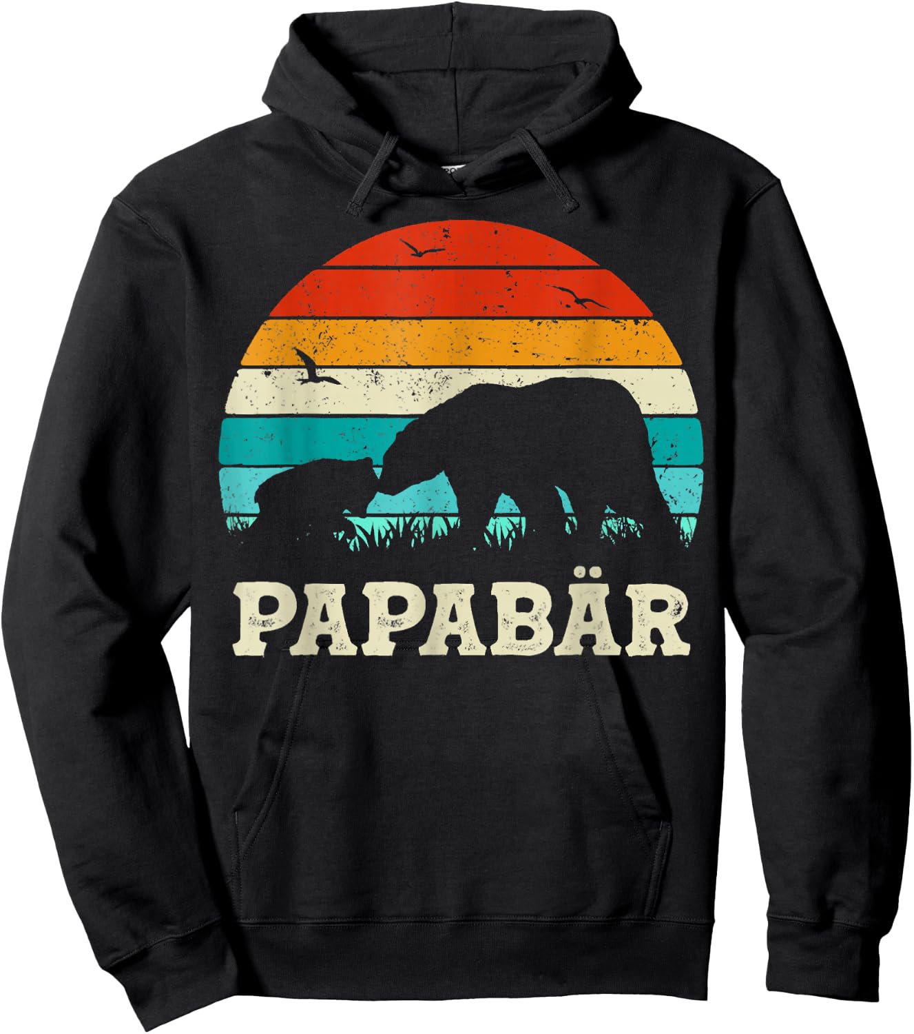 Herren Retro Vater Baby Sohn Tochter Bär Papa Vatertag Hoodie - Hoodie | Black