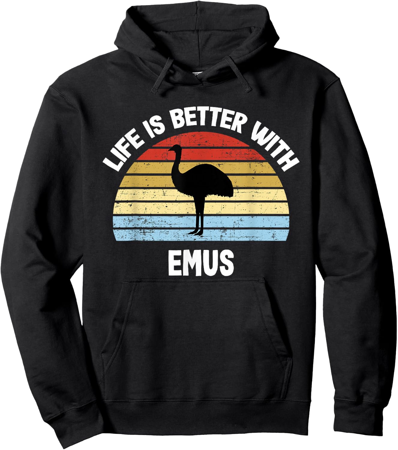 Emu with German Text "Das Leben ist besser mit Emus" [ Hoodie - Hoodie | Black