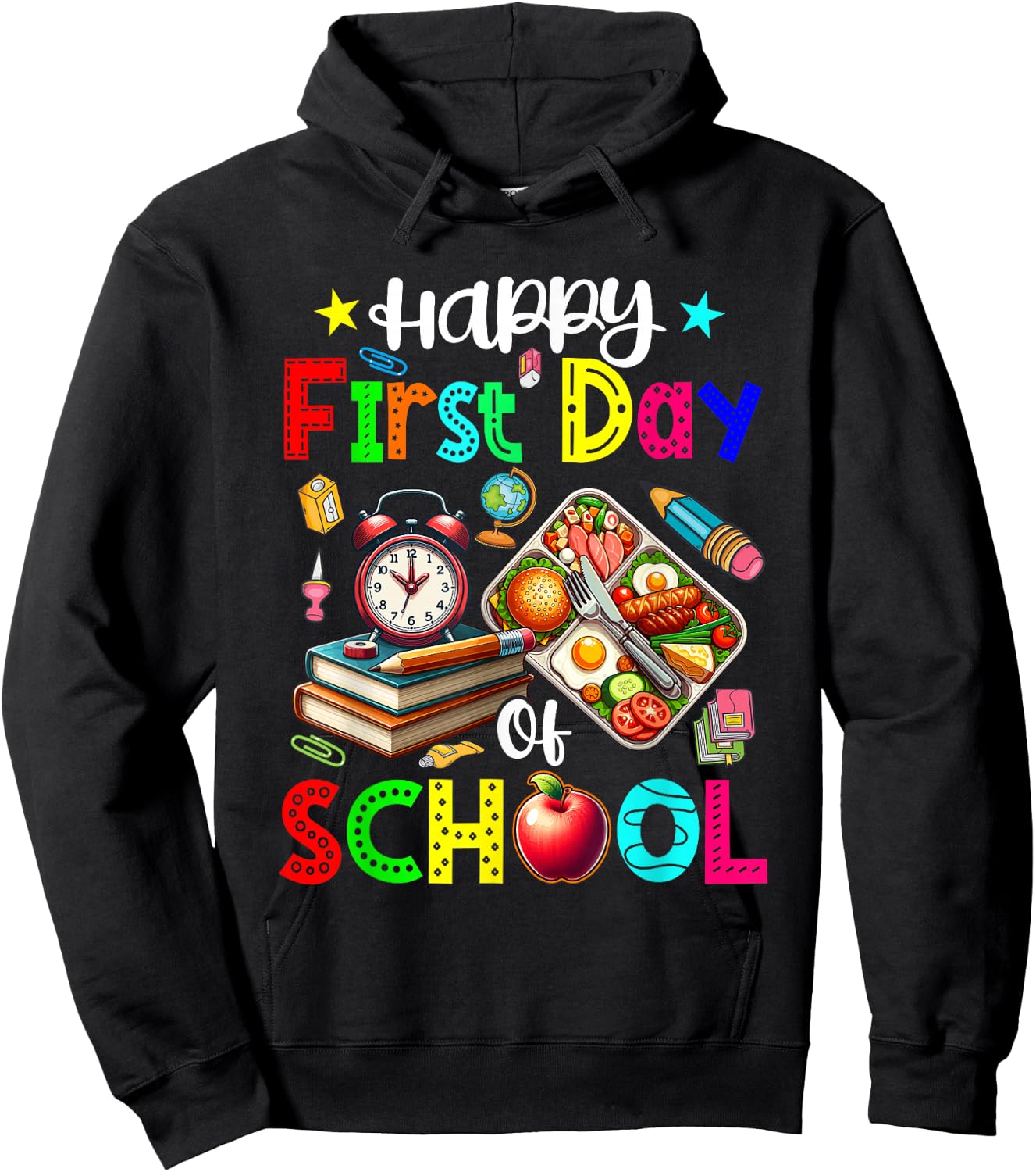 Happy First Day Of School Lunch Lady Job Costume Colorful Hoodie - Hoodie | Black