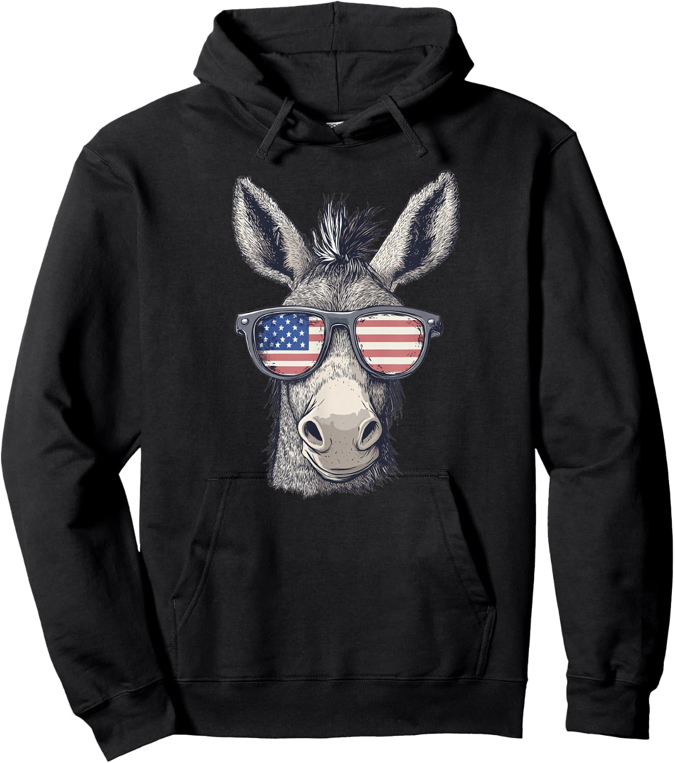Cool looking Donkey Costume for Patriotic Glasses Hoodie - Hoodie | Black