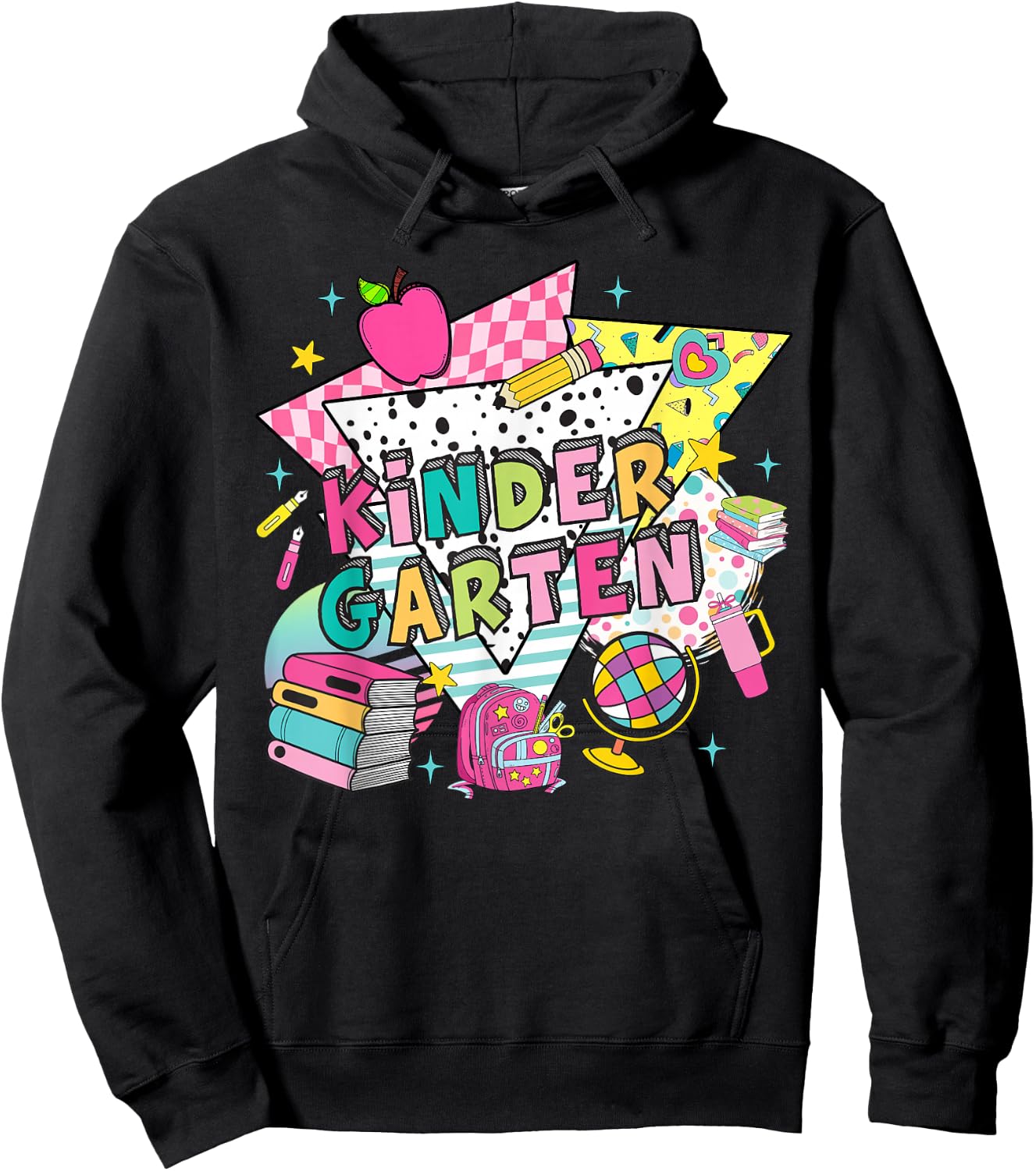 Kindergarten Teachers Students Retro 90s Back To School Hoodie - Hoodie | Black