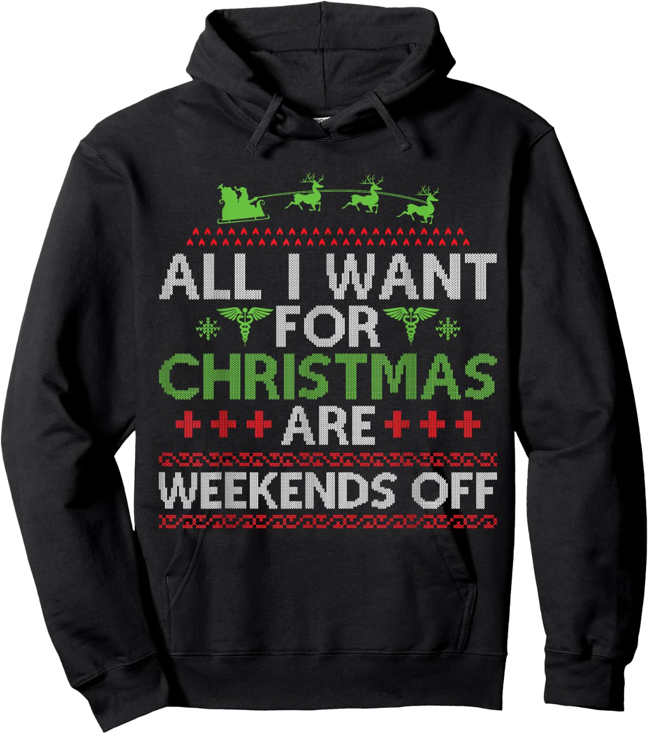 Christmas Santa Nurse Ugly Christmas Sweater Hoodie - Hoodie | Black