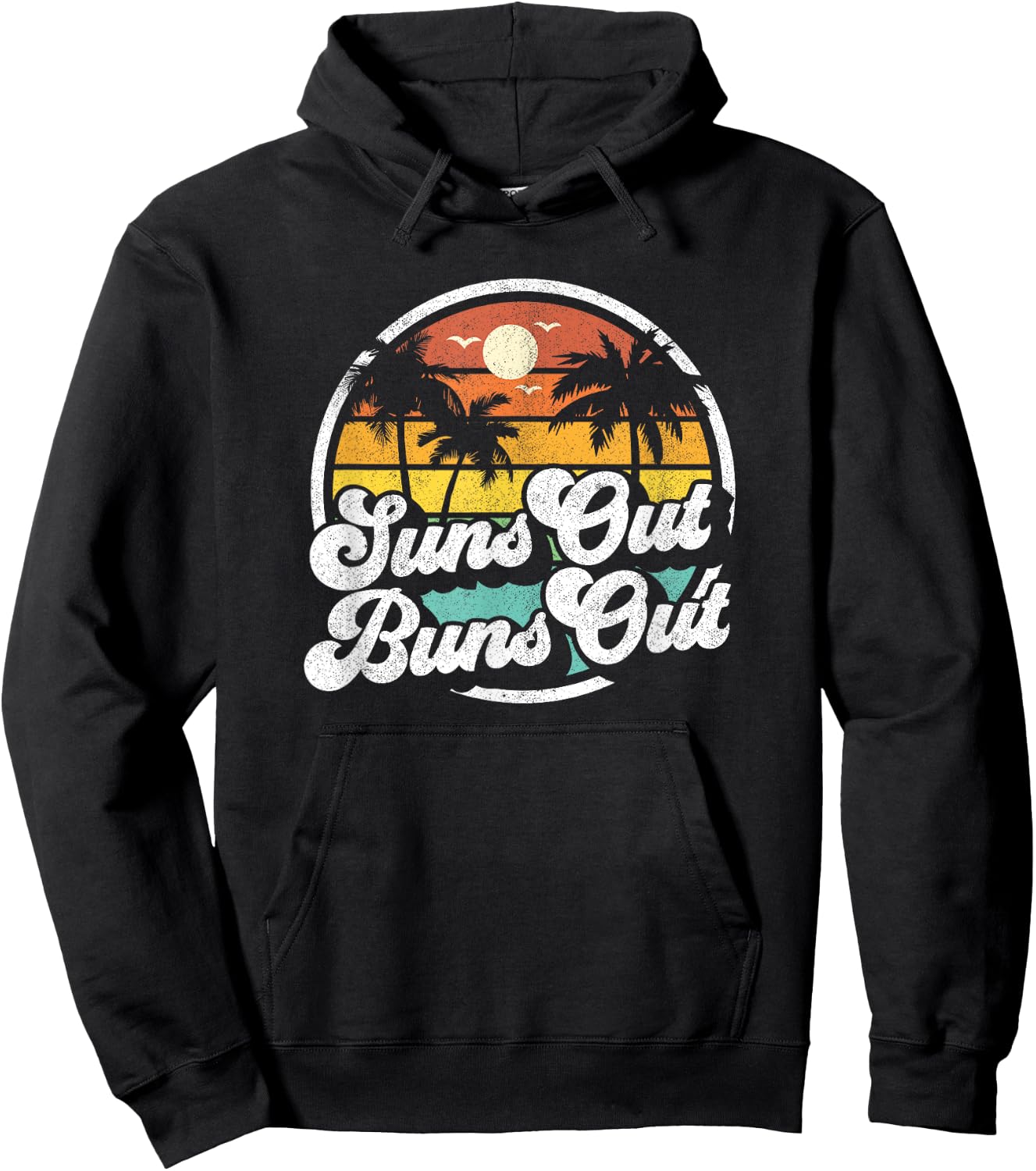 Suns Out Buns Out Funny Beach Vacation Retro Summer Gift Men Women Girls Kids Hoodie - Hoodie | Black