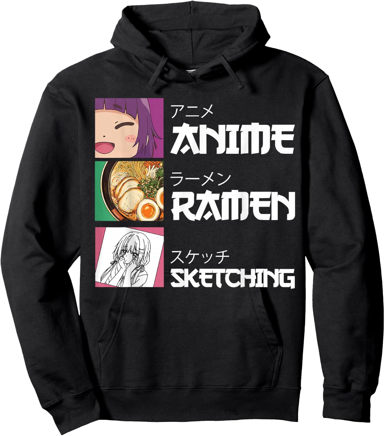 Anime Ramen Sketching Japanese Otaku Hoodie - Hoodie | Black