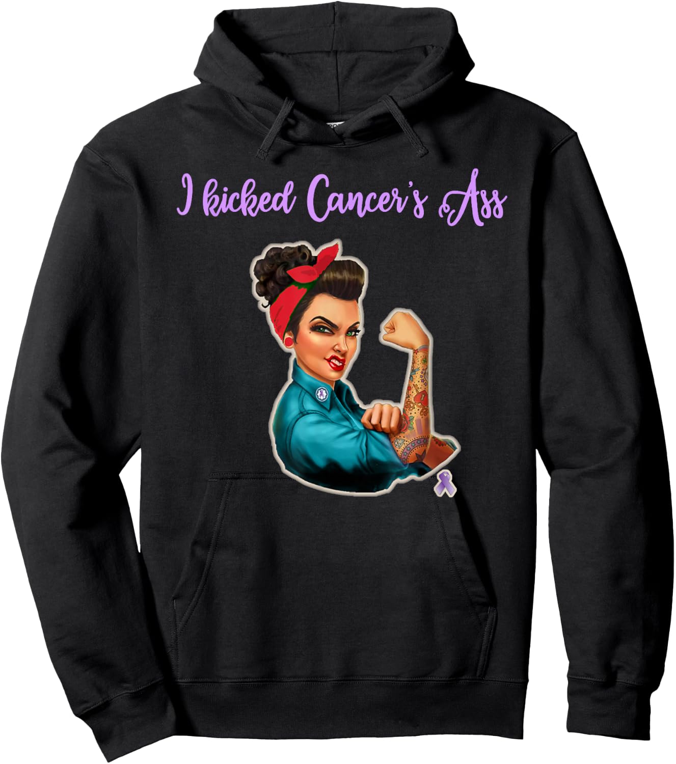 I Kicked Cancers Ass Cancer Survivors Hoodie - Hoodie | Black