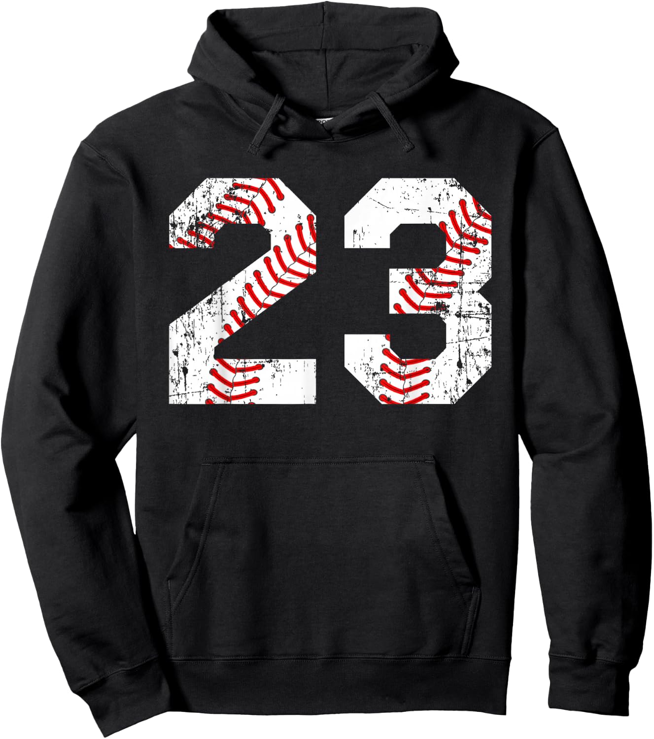 Vintage Baseball 23 Jersey Number Hoodie - Hoodie | Black