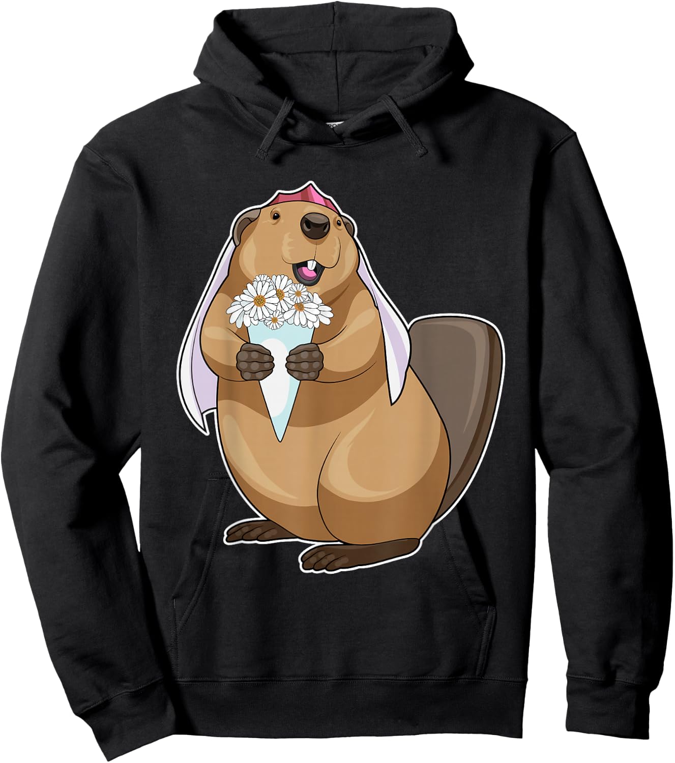 Beaver Bride Bridal bouquet Wedding Hoodie - Hoodie | Black