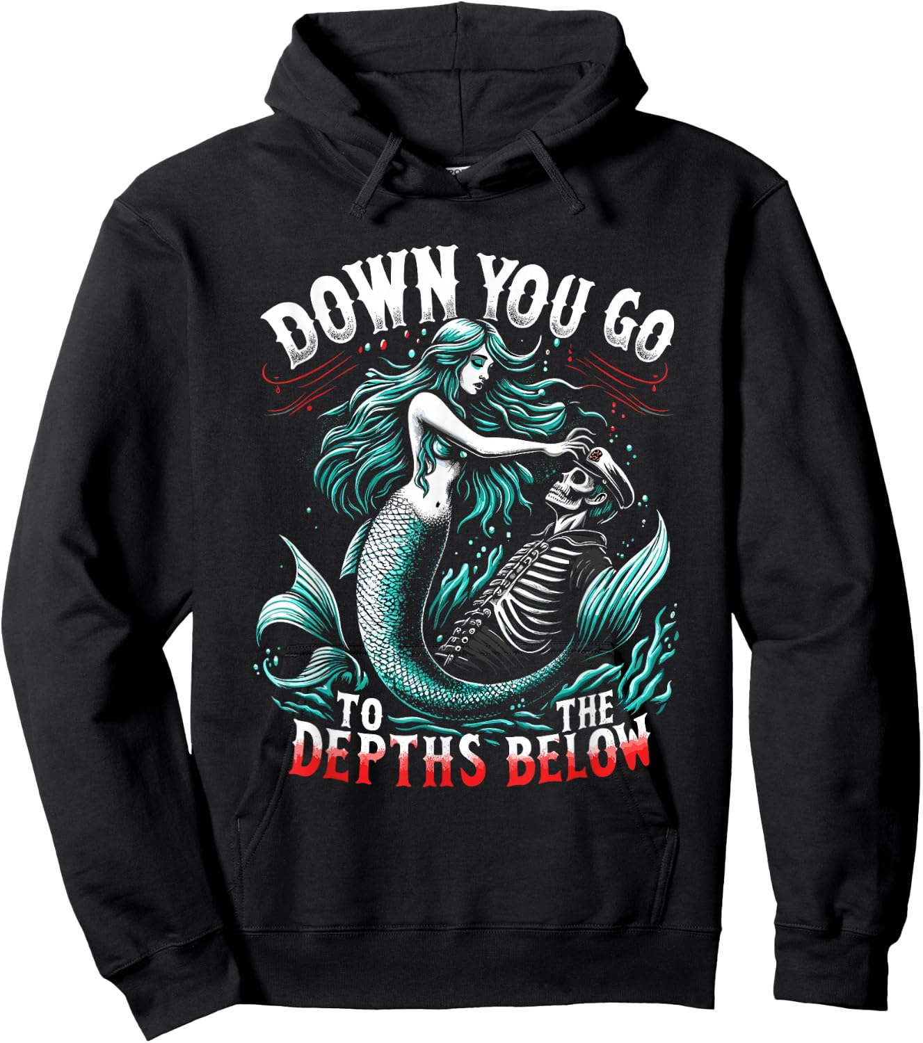 Spooky Sirens Horror Mermaid Creepy Mermaid Haunted Sea Hoodie - Hoodie | Black