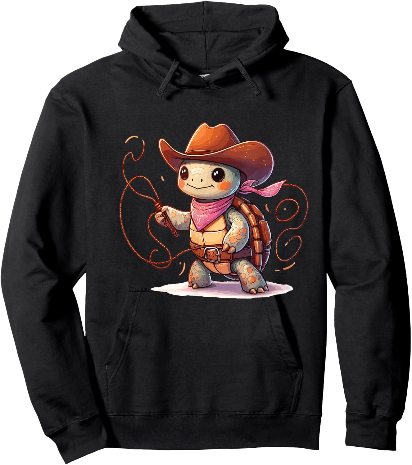 Western Rodeo Cowboy Hat Tortoise Turtle Texas Animals Hoodie - Hoodie | Black