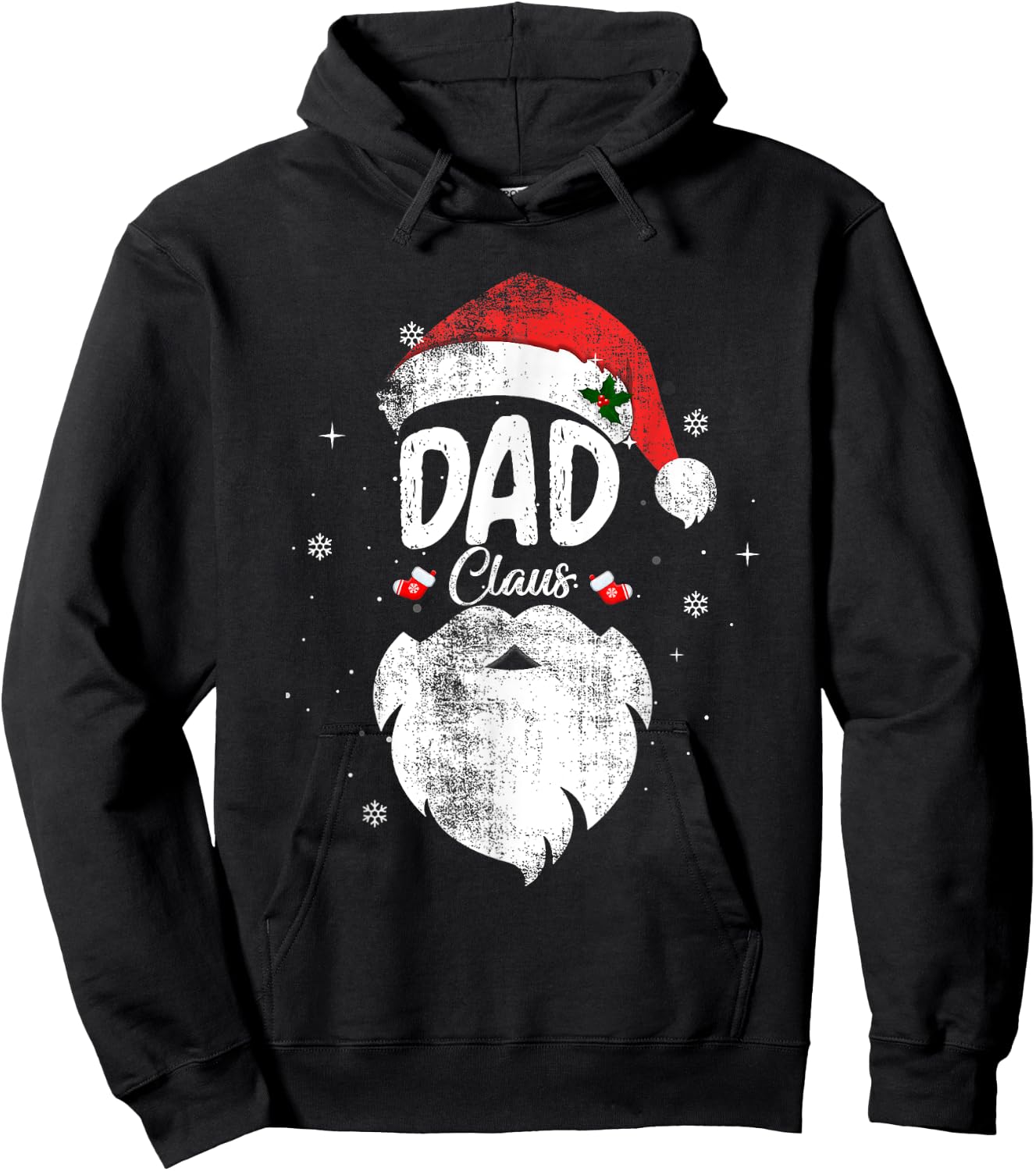Family Dad Claus Christmas Santa's Hat Pajama Matching Hoodie - Hoodie | Black