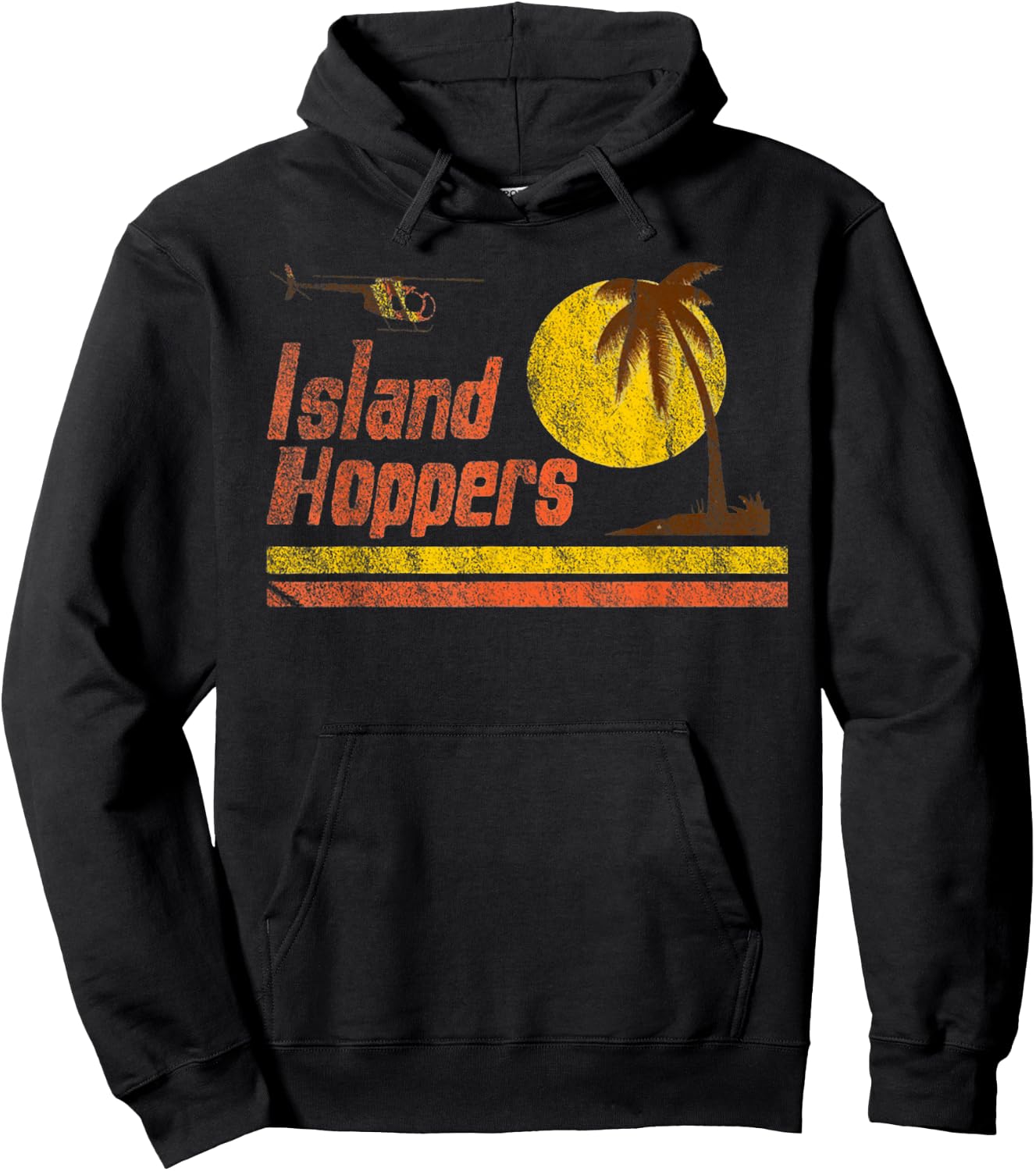 Magnum Island Hoppers Retro Sunset in PI , black Hoodie - Hoodie | Black