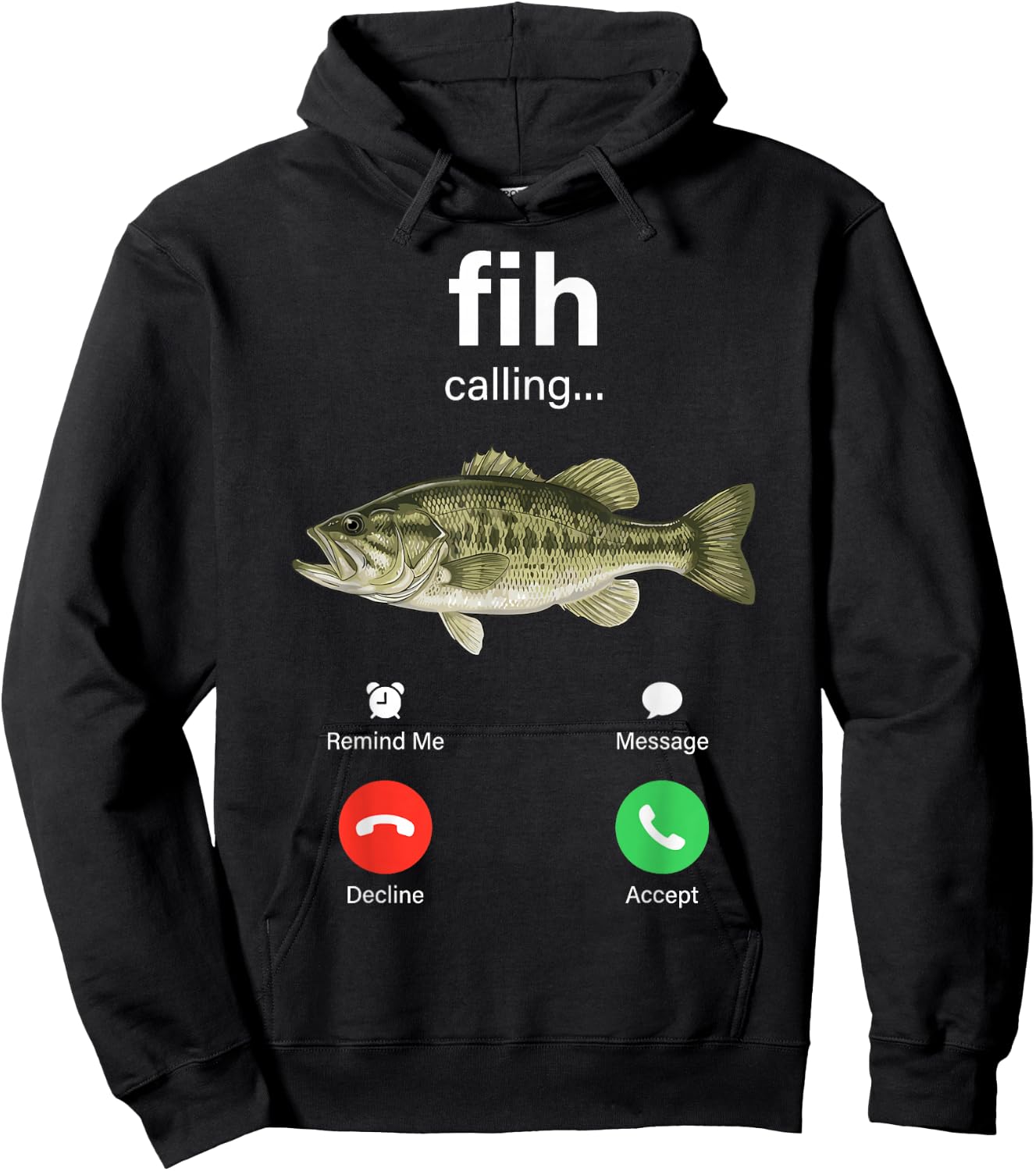 Fih Calling Decline Accept Phone Call Funny Fish Meme Hoodie - Hoodie | Black