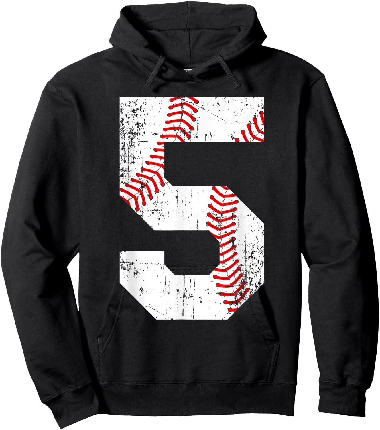 Vintage Baseball 5 Jersey Number Hoodie - Hoodie | Black