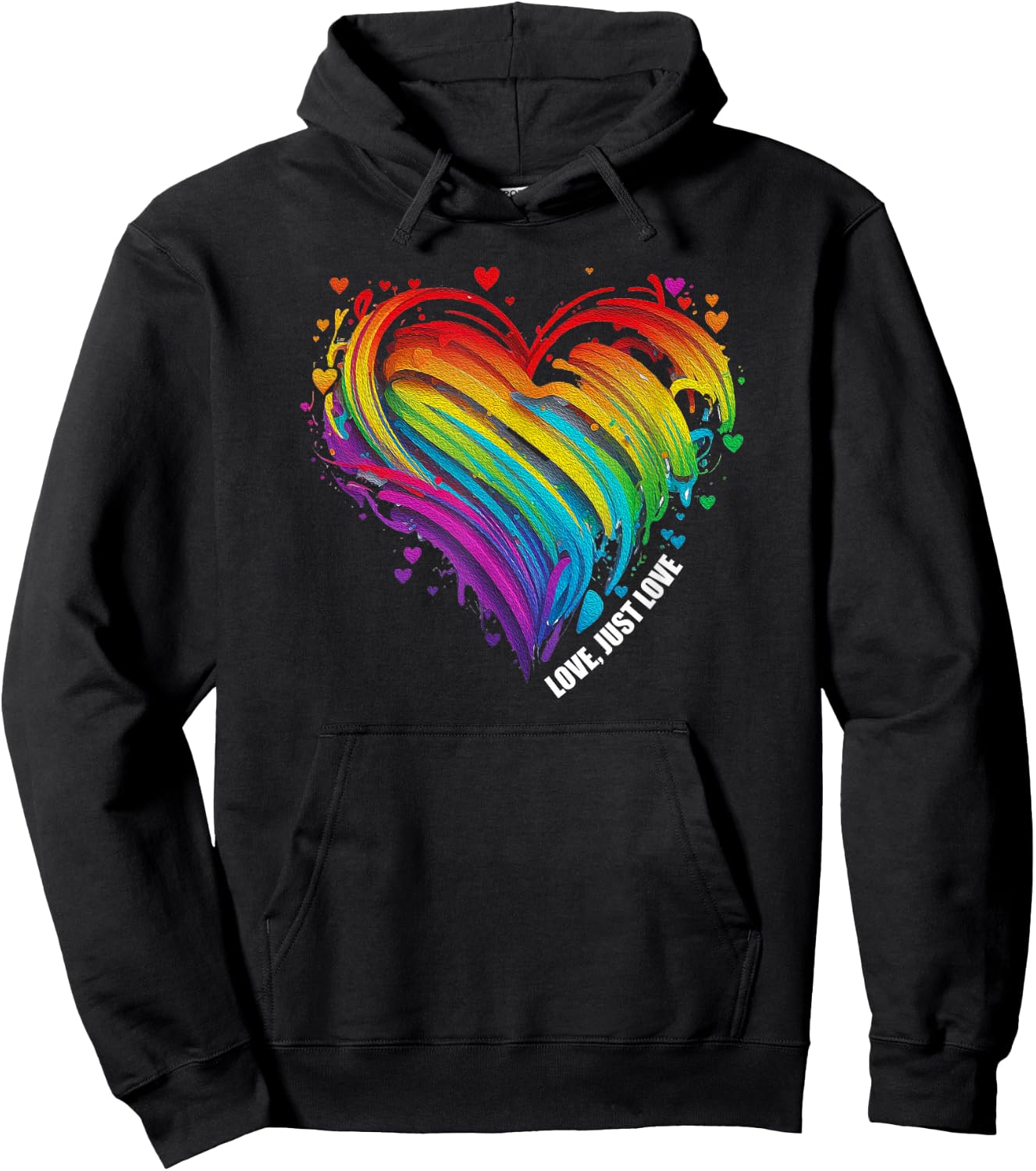 CSD LGBT Rainbow LGBTQ Heart Pride Love Just Love , black Hoodie - Hoodie | Black