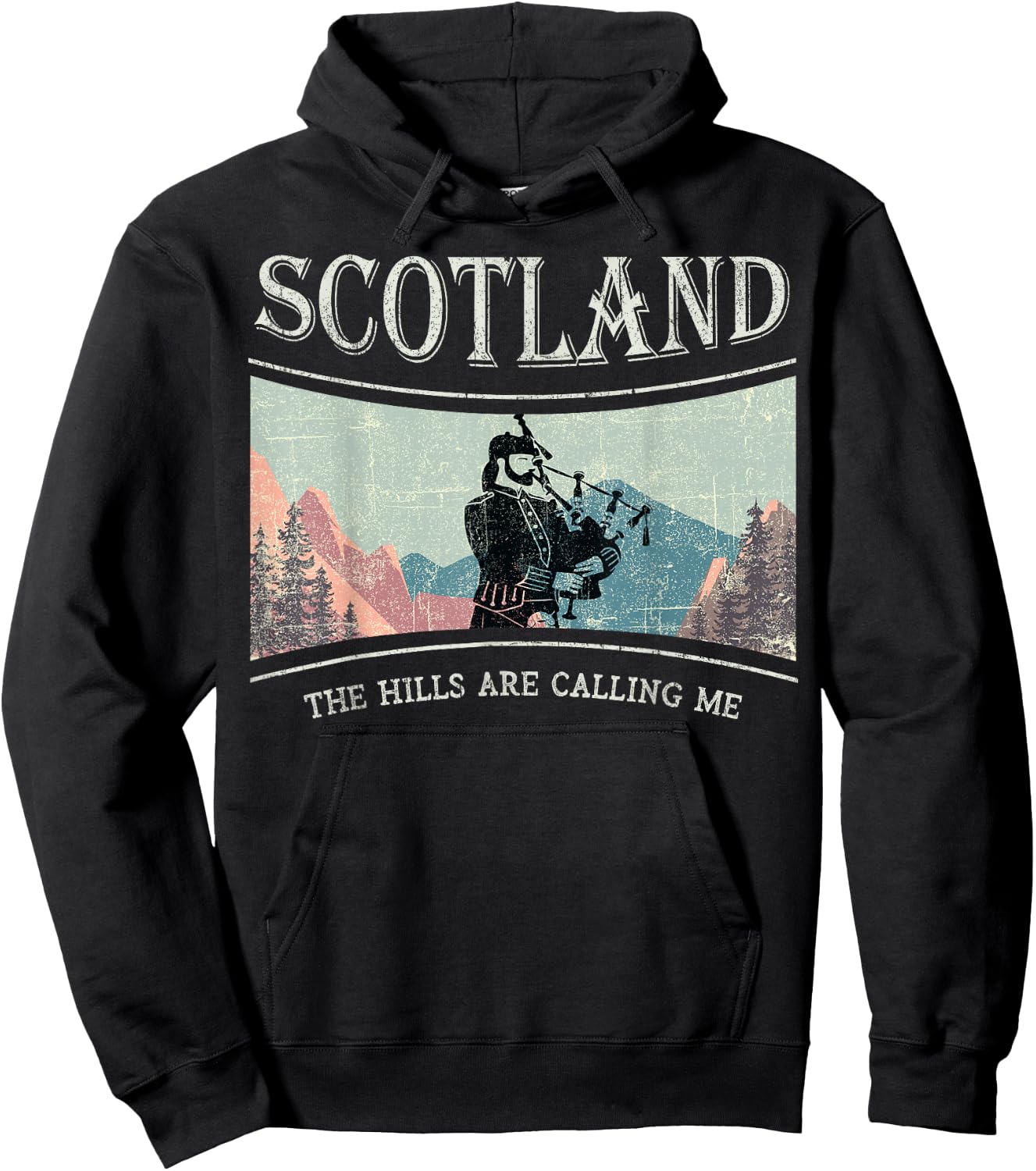 Scotland wilderness Scottish Highlands bagpipes mountains Hoodie - Hoodie | Black