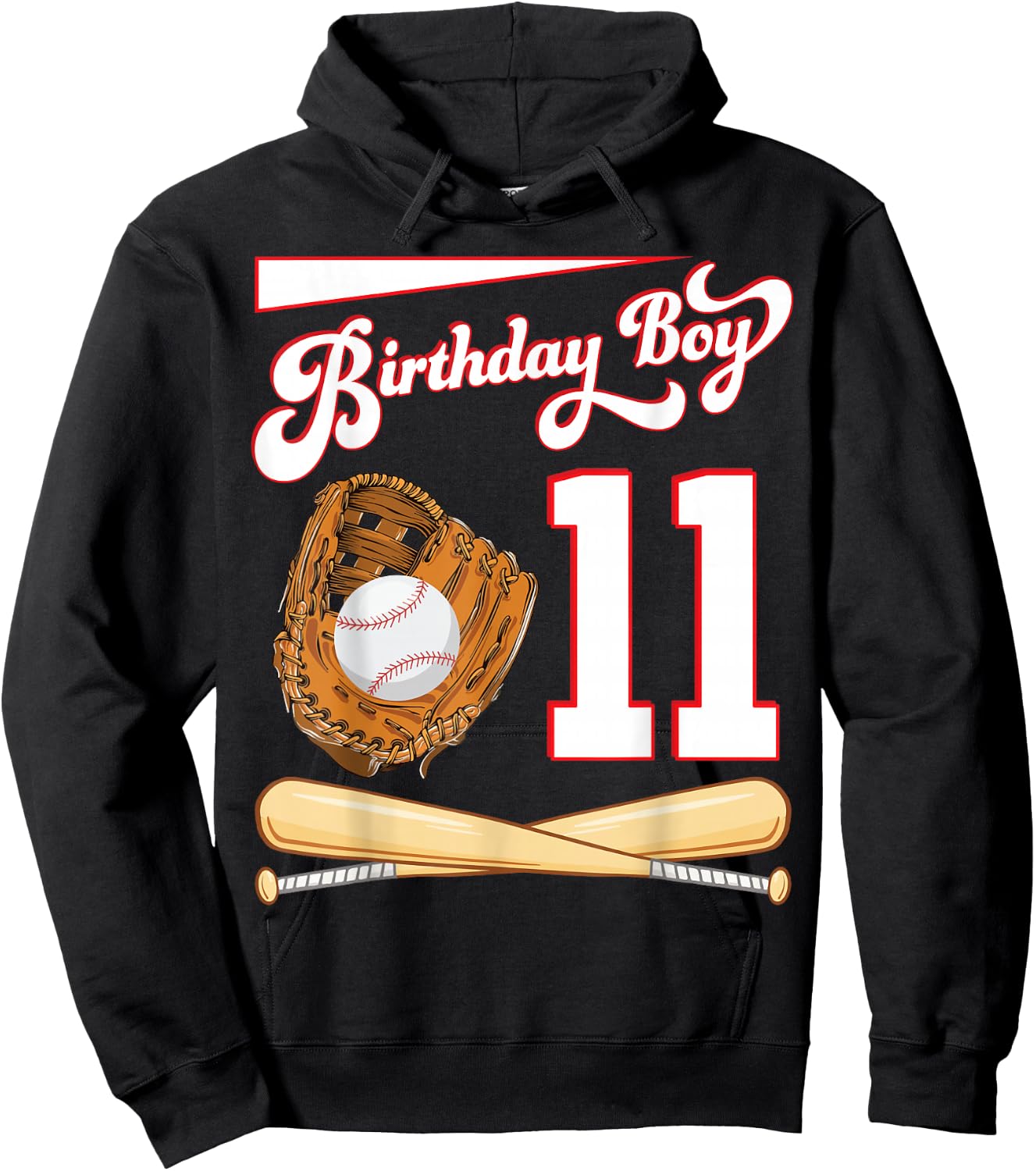 Happy Birthday Baseball Player Boy 11 Years Old To Me Lover Hoodie - Hoodie | Black