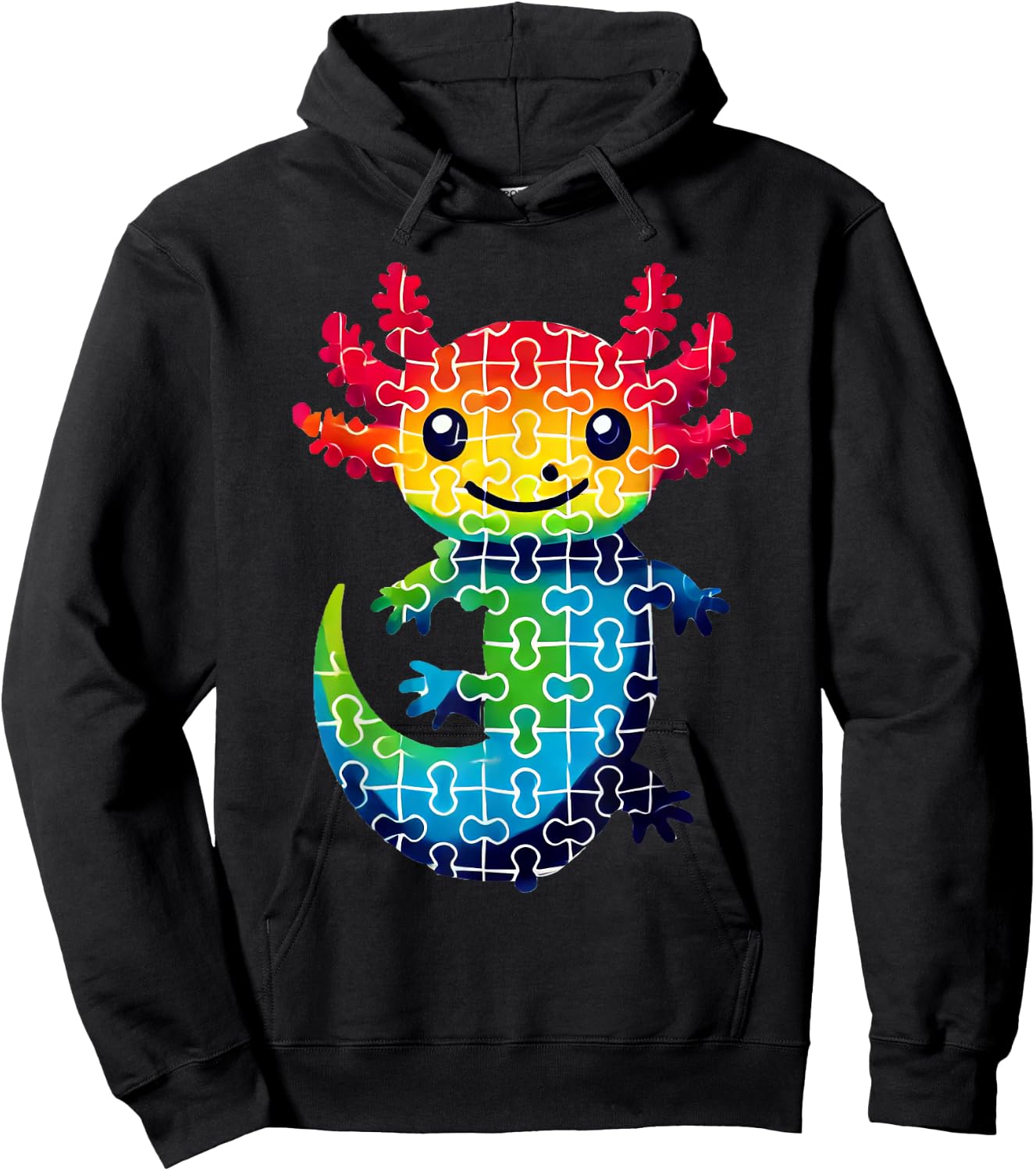 Jigsaw Puzzle Axolotl Cute Axolotls Hoodie - Hoodie | Black