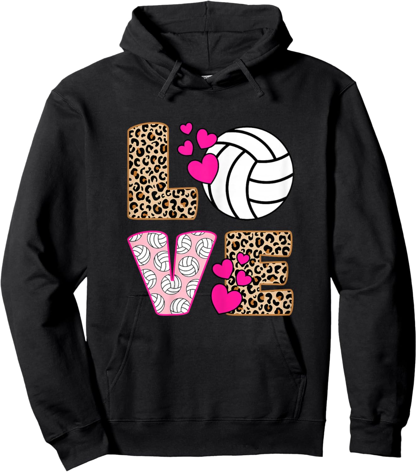 Love Volleyball Women Girls Volleyball Player , black Hoodie - Hoodie | Black