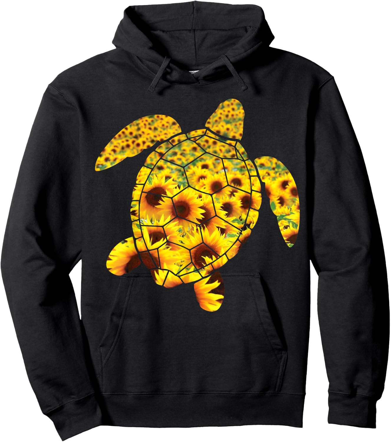 Sunflower Sea Turtle Family Members Beautiful Flower Summer Men Women Kids Hoodie - Hoodie | Black