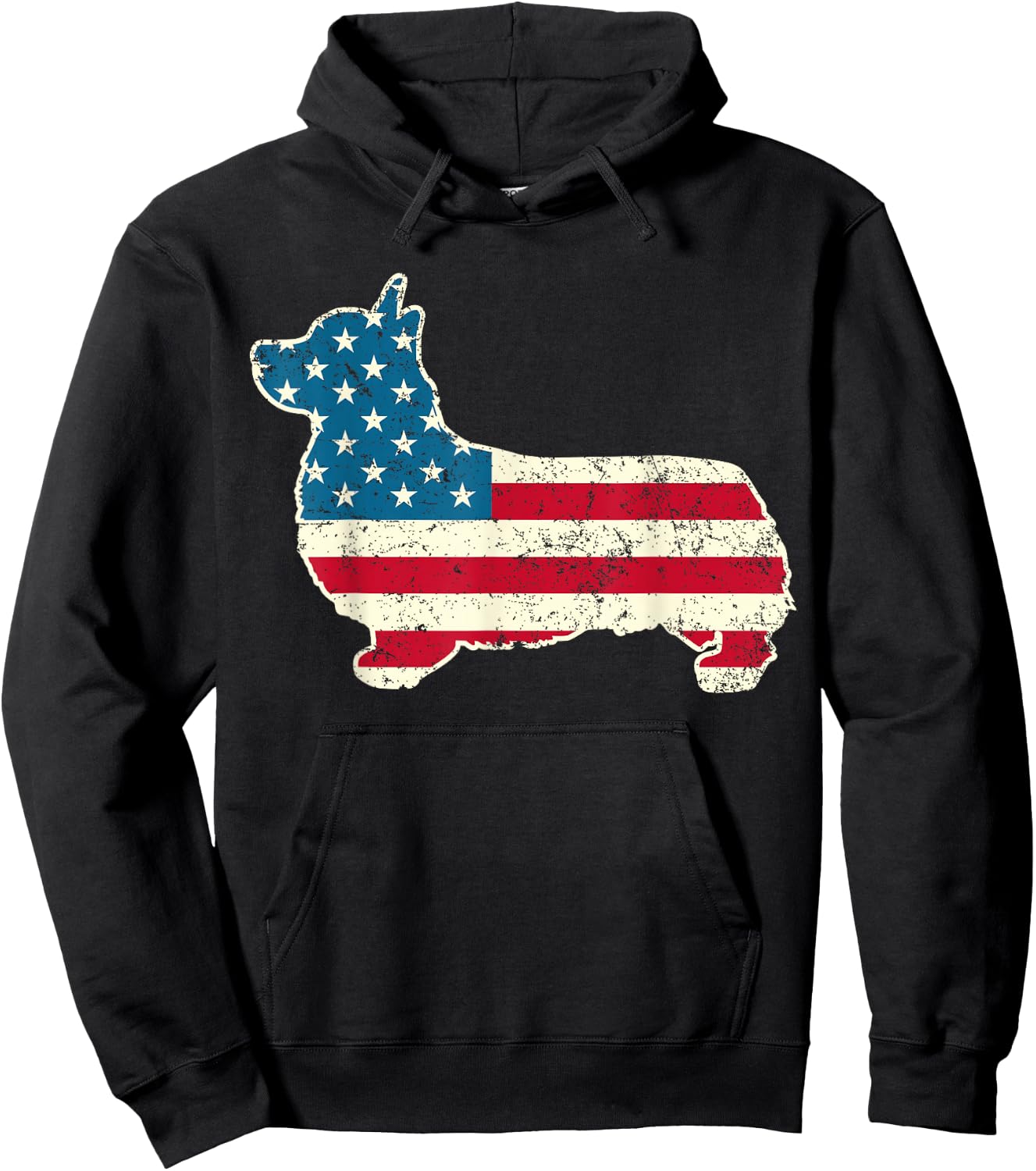Corgi 4th of July Dog Lover Gifts Men Women American Flag Hoodie - Hoodie | Black
