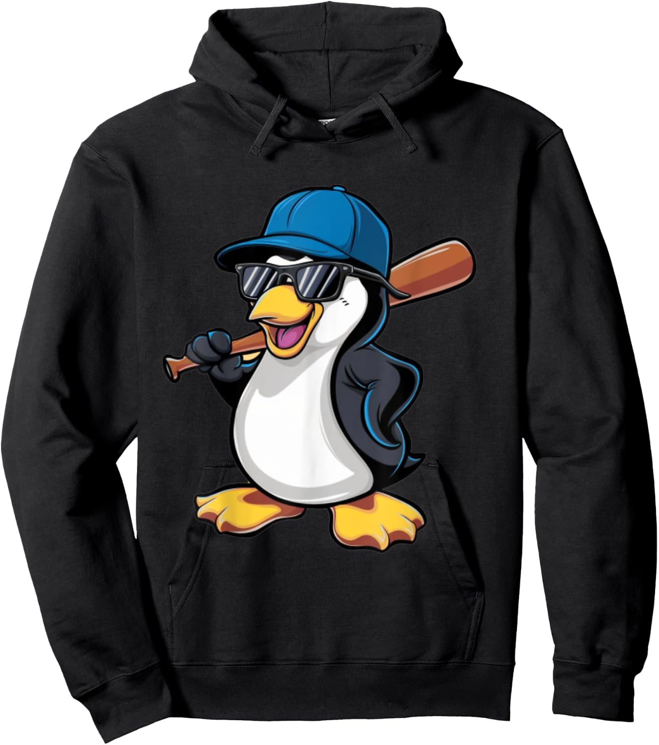 Penguin Baseball Panda Playing Baseball Penguin Hoodie - Hoodie | Black